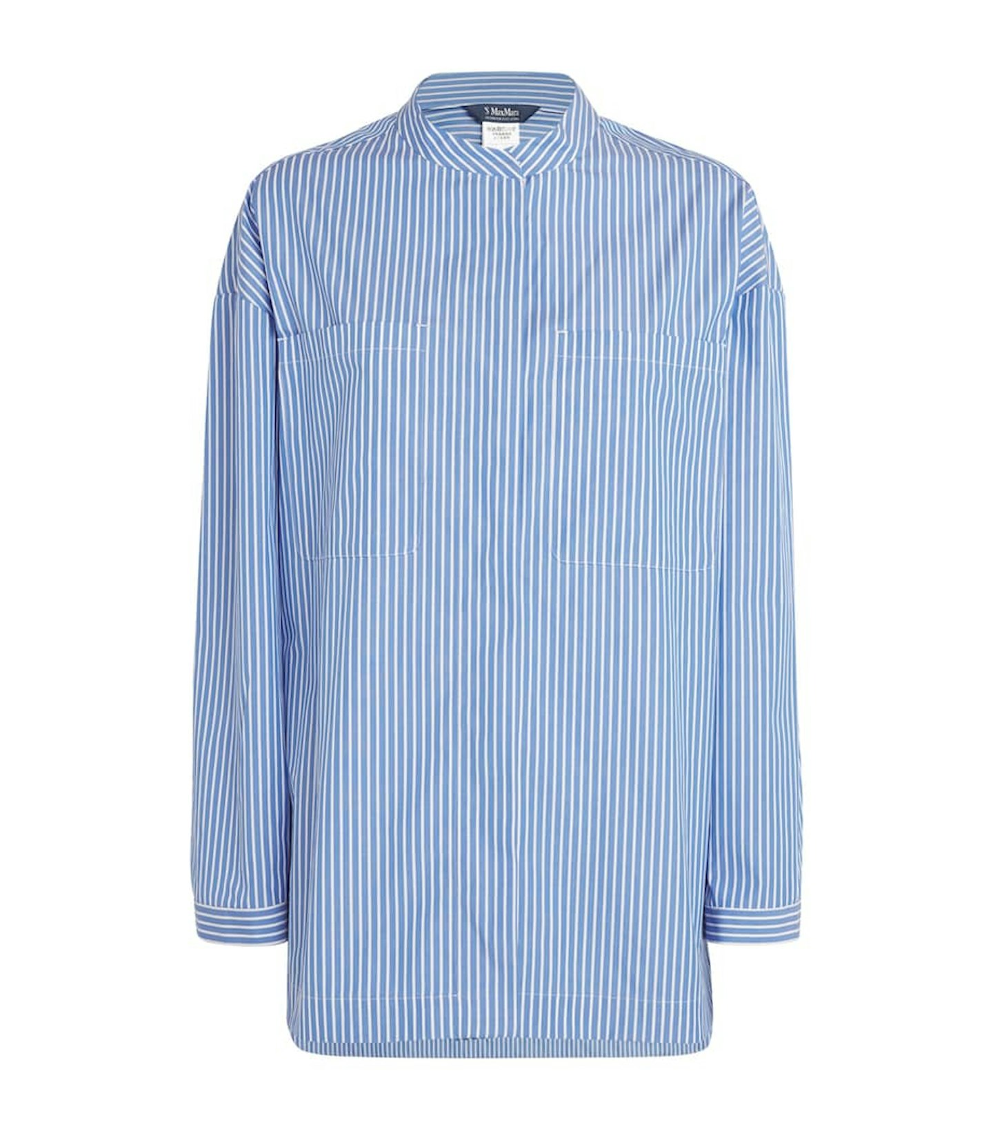 Max Mara, Stripe Mandarin-Collar Shirt