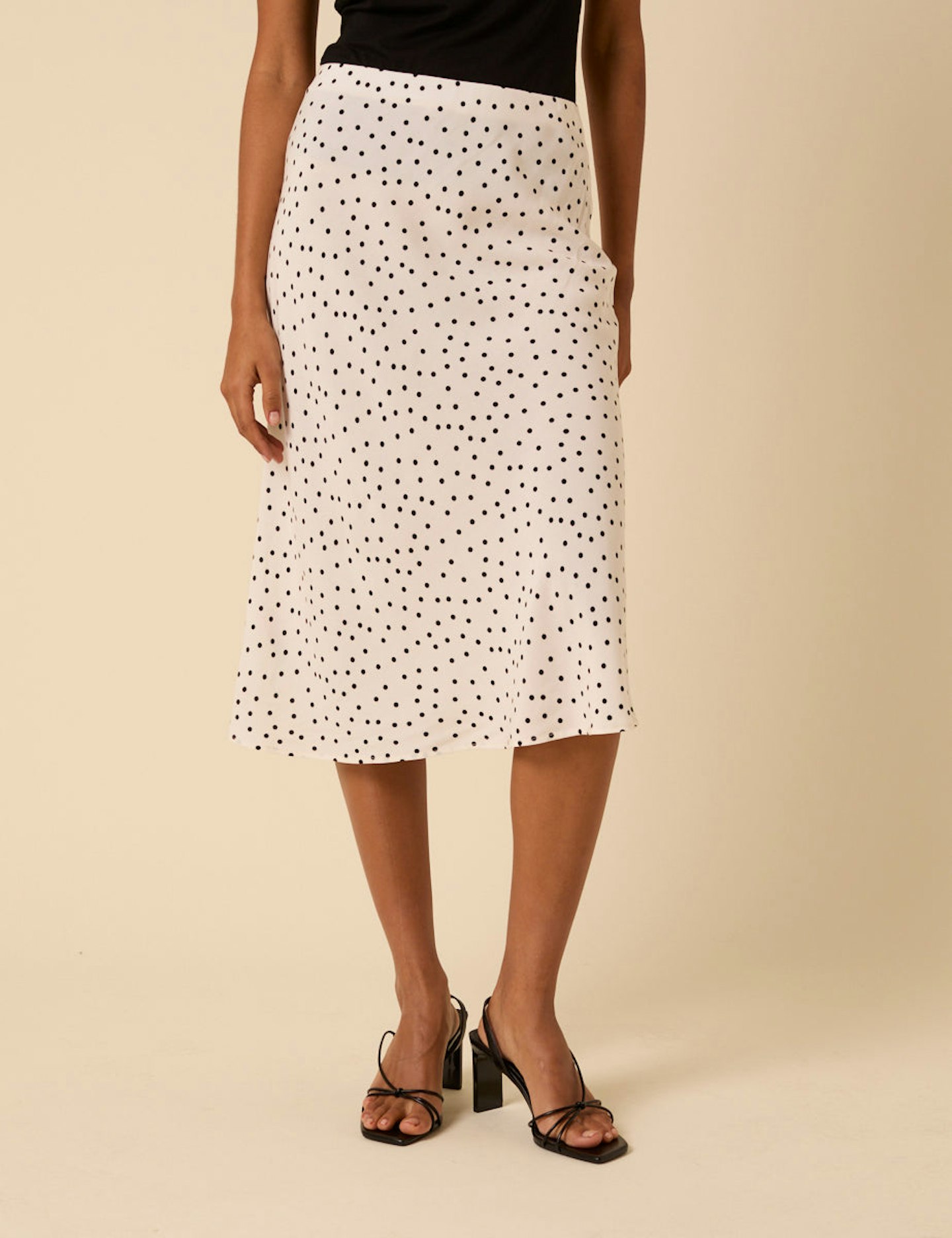 Nobody's Child, White Polka Dot Knee Length Slip Skirt