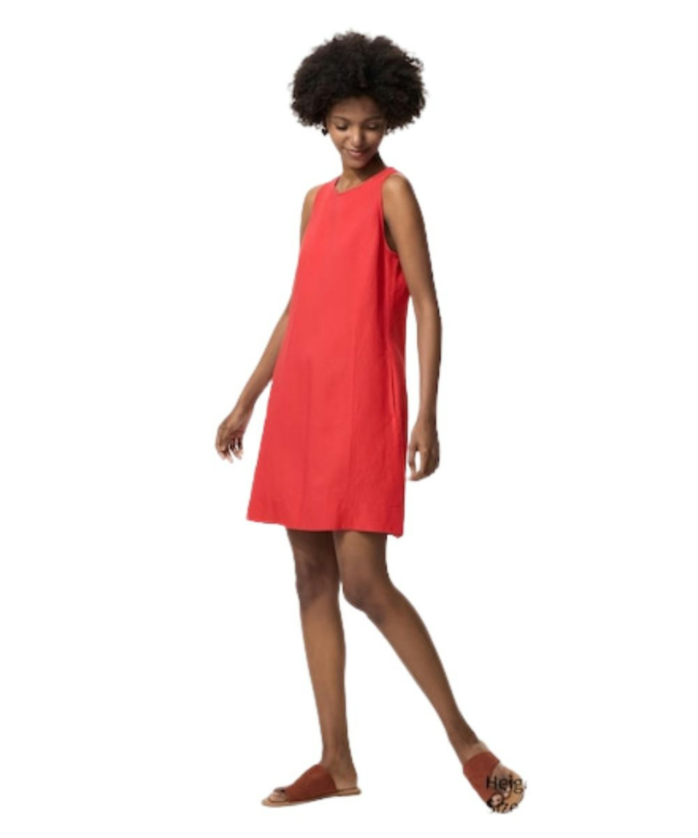 Linen Blend Mini Dress in Red