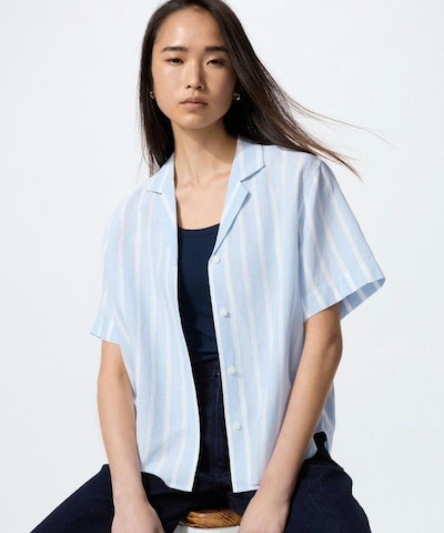 Uniqlo, Linen-Blend Open Collar Shirt