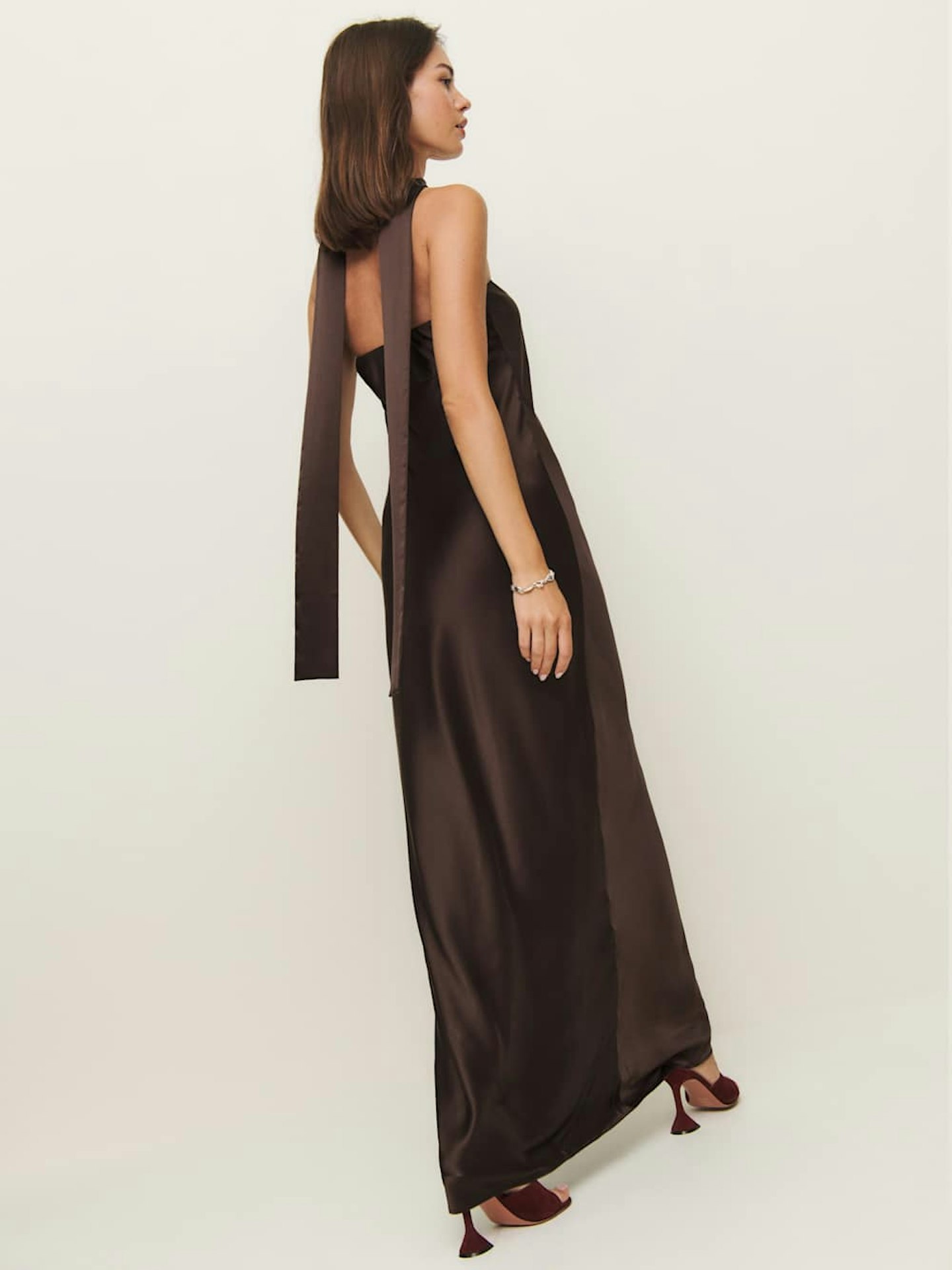reformation brown dress wedding guest
