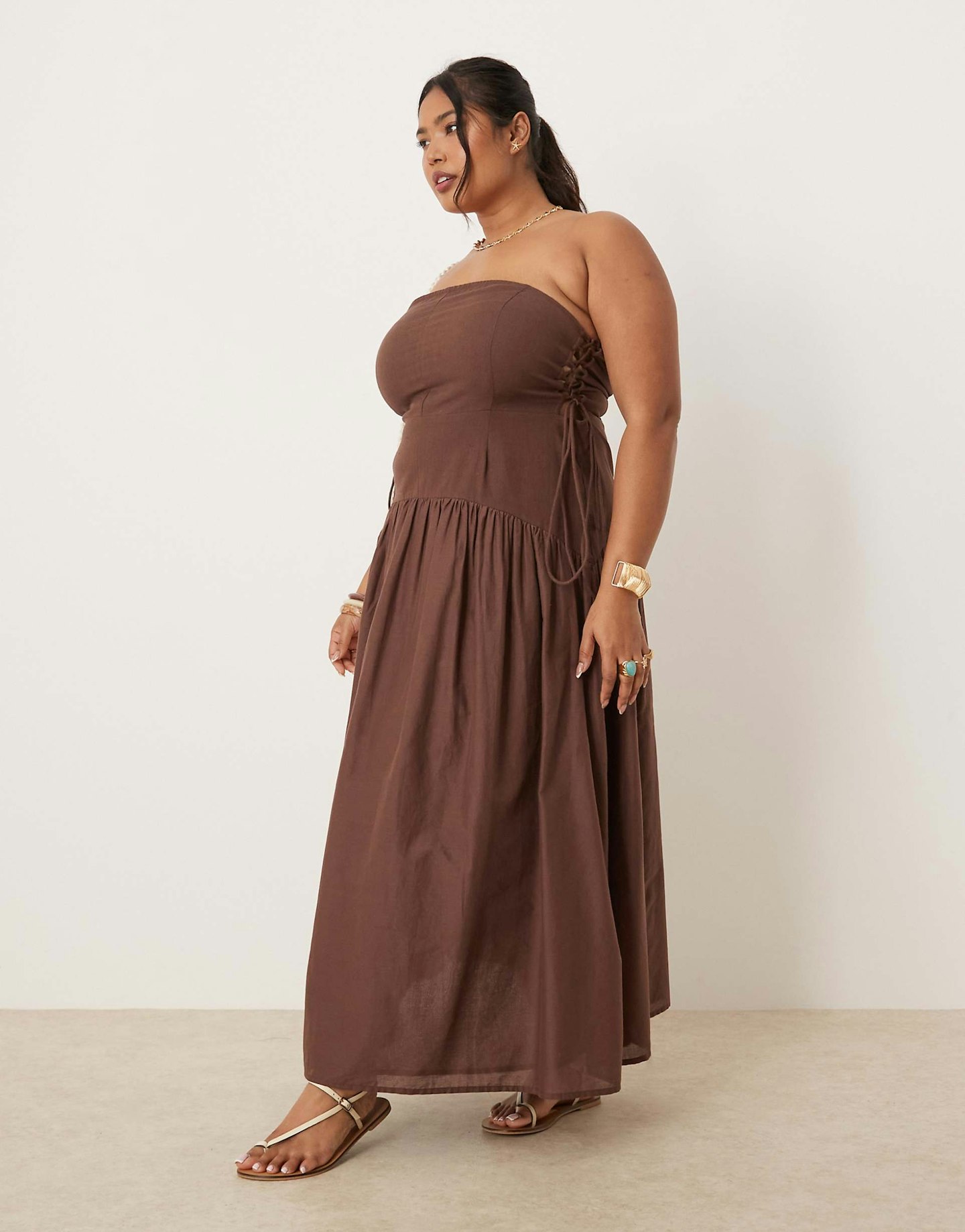 asos design brown wedding guest dress
