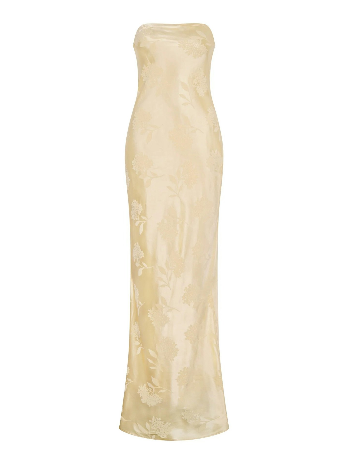 omnes yellow wedding guest dress