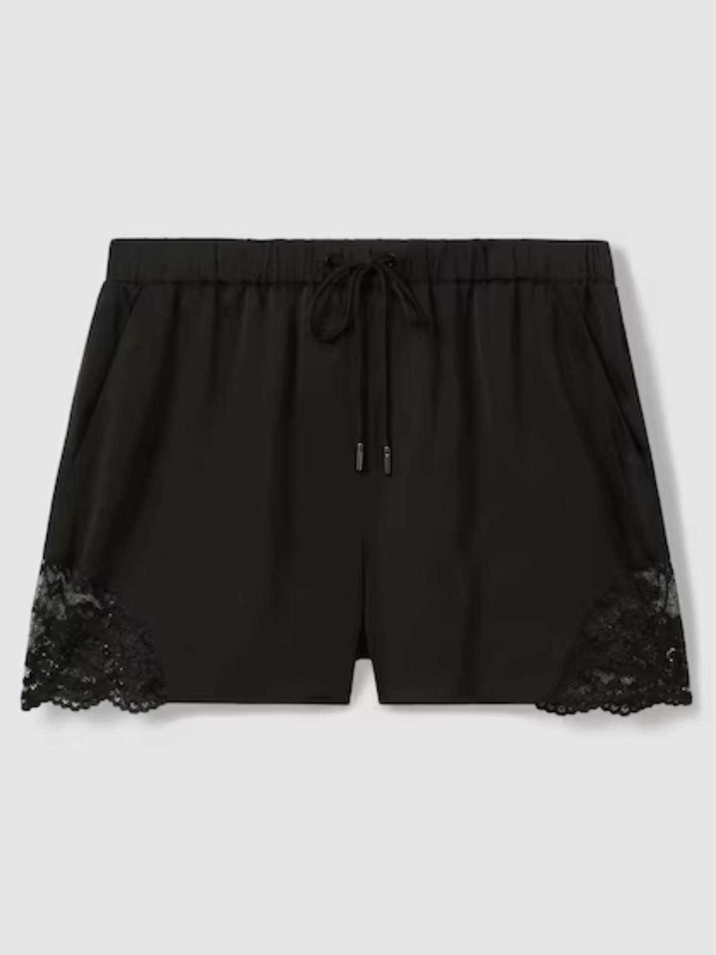 Reiss, Clarissa Viscose Satin Lace Trim Shorts