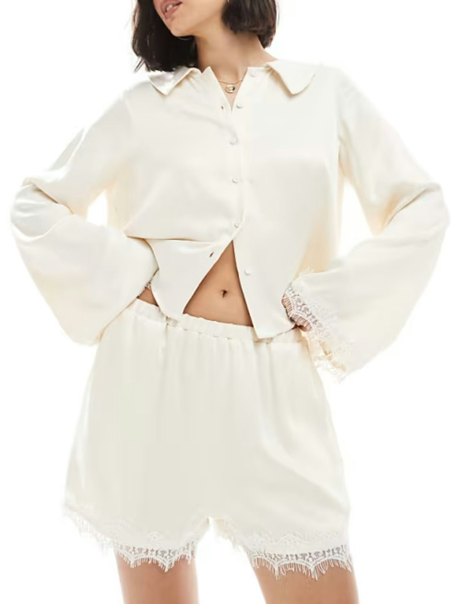 Miss Selfridge, Satin And Lace Short Co-Ord