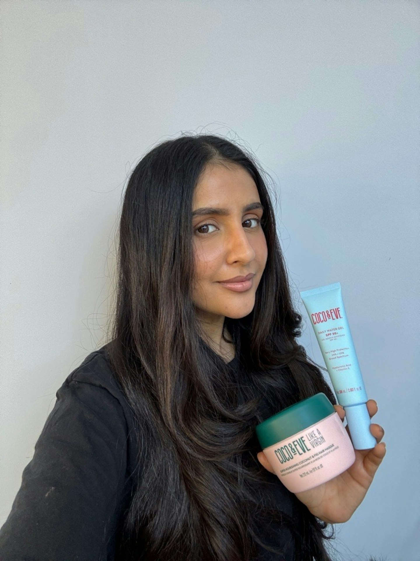 Sameeha testing Coco & Eve's bestsellers