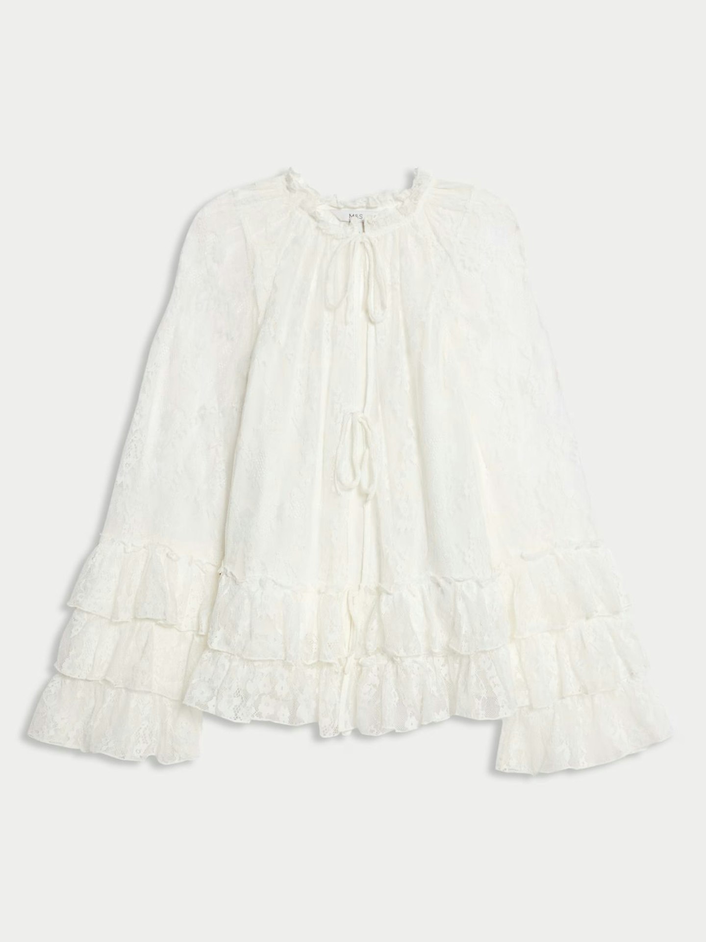 M&S, Lace Tie Front Blouse
