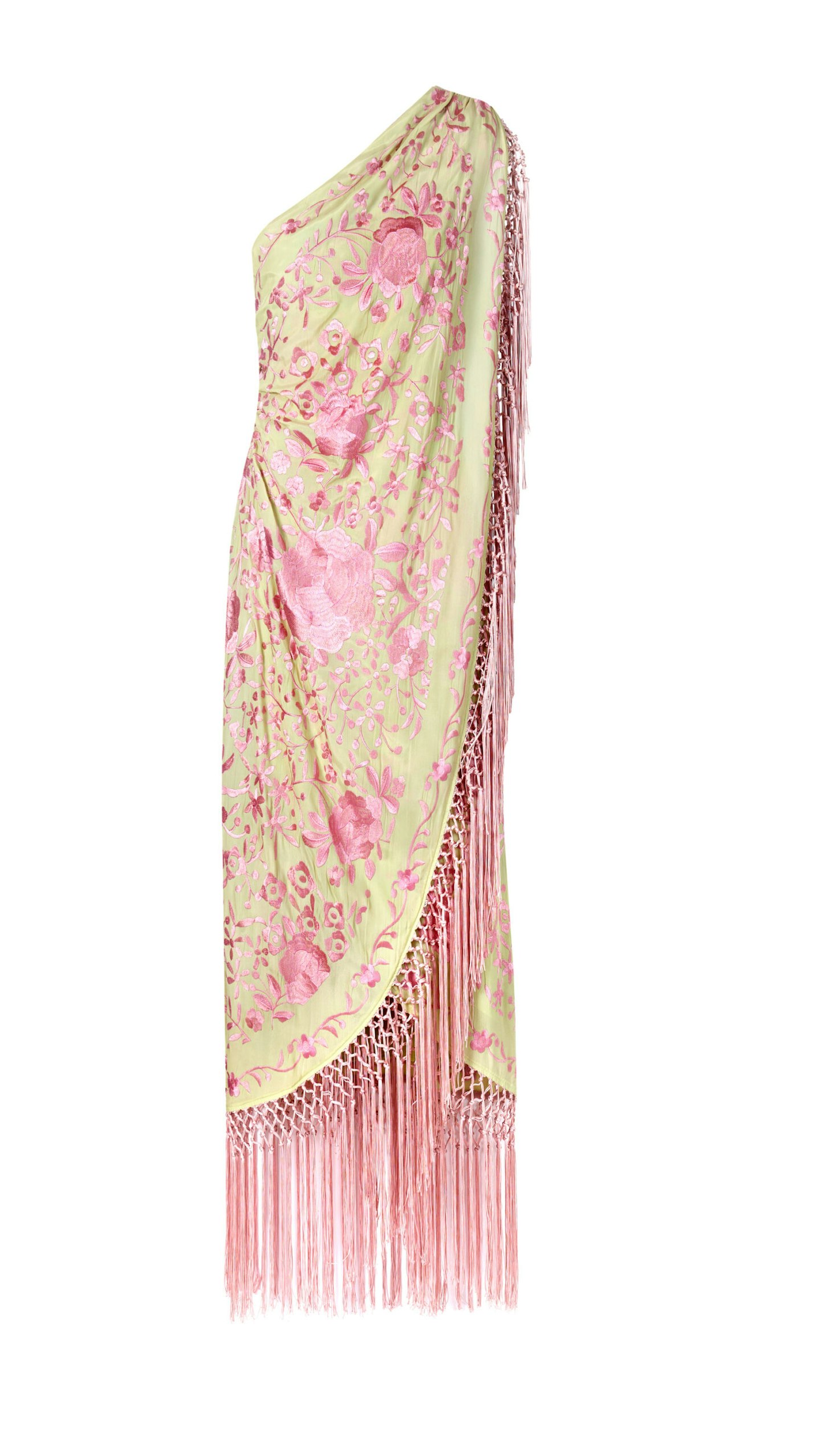 Mango Asymmetrical Dress With Embroidered Fringes
