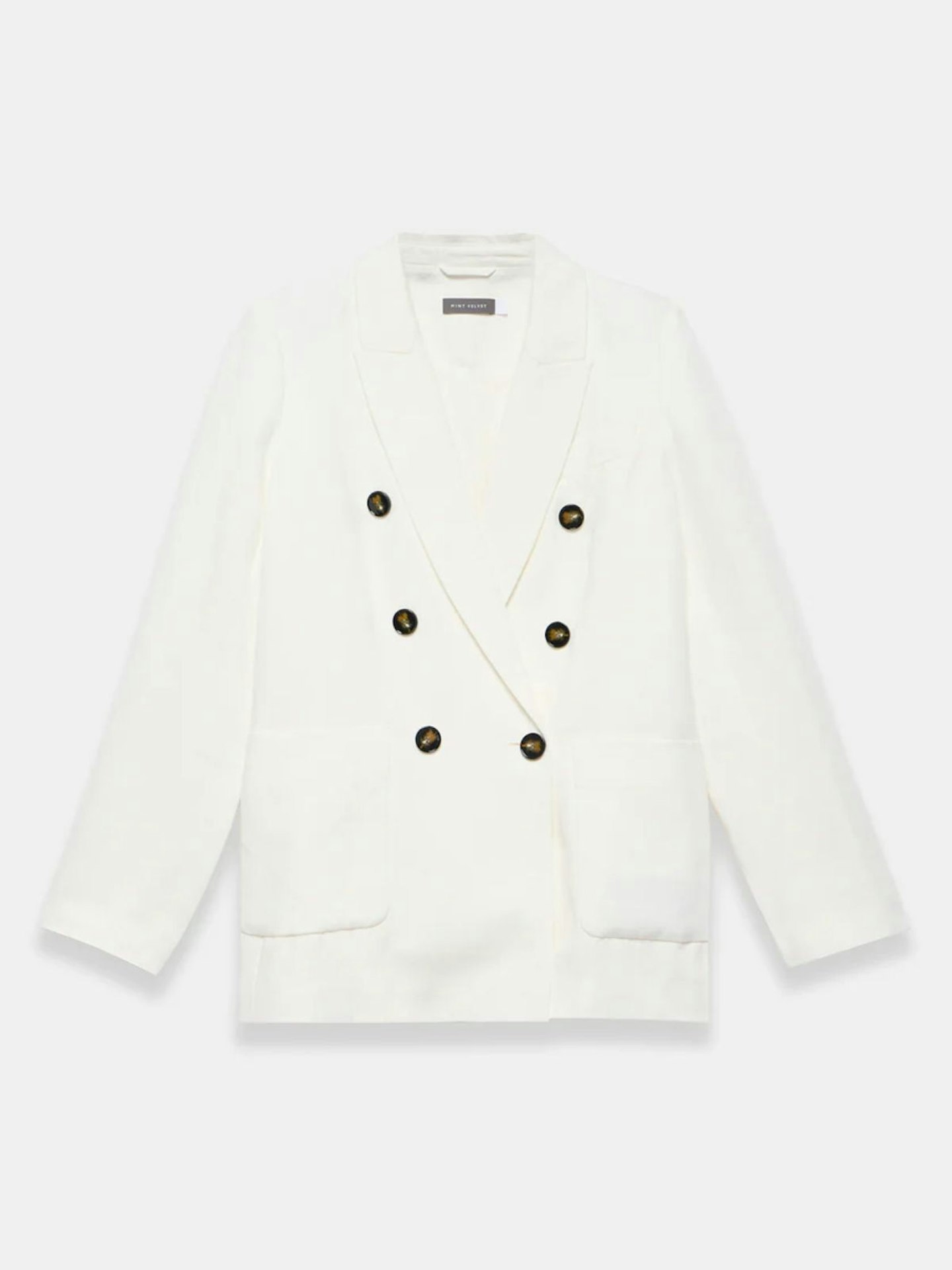Linen Blend Double Breasted Blazer