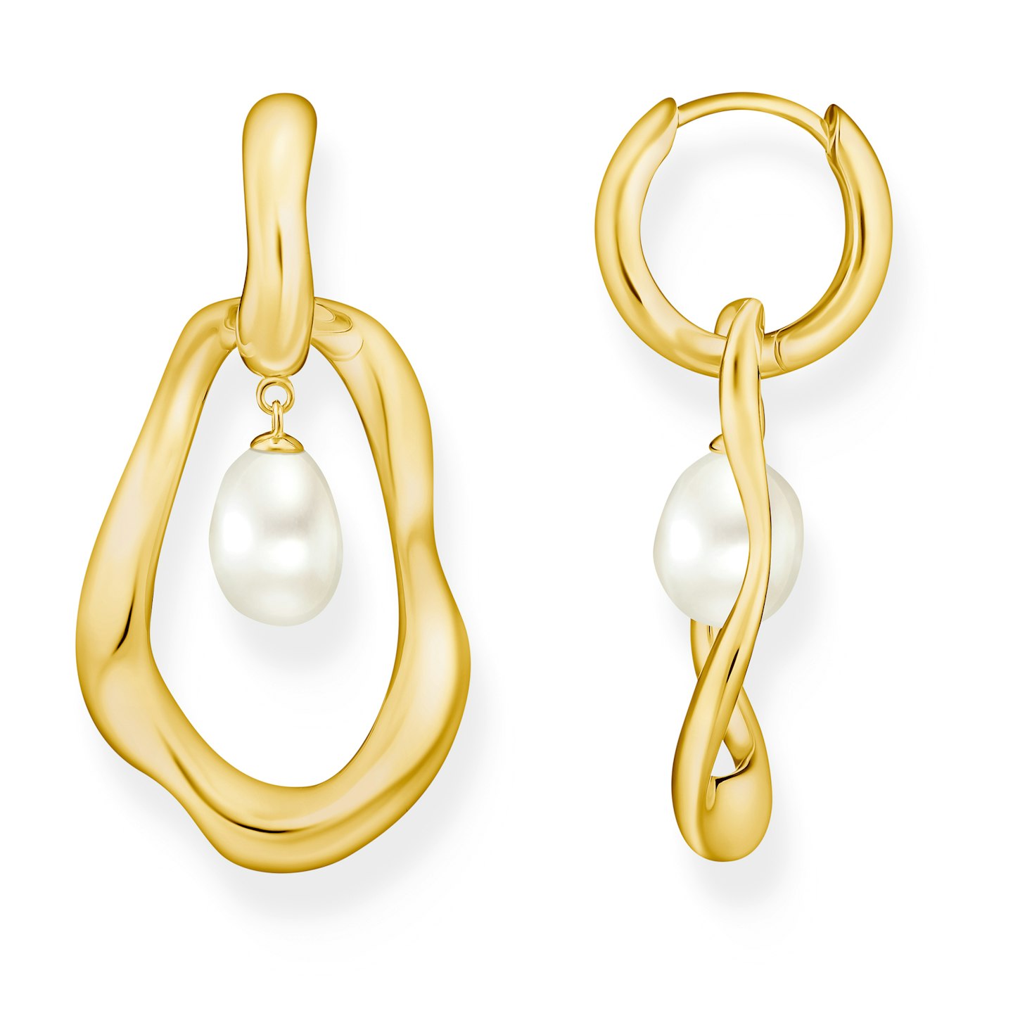 Thomas Sabo Gold-Plated Hoop Earrings With Freshwater Pearls