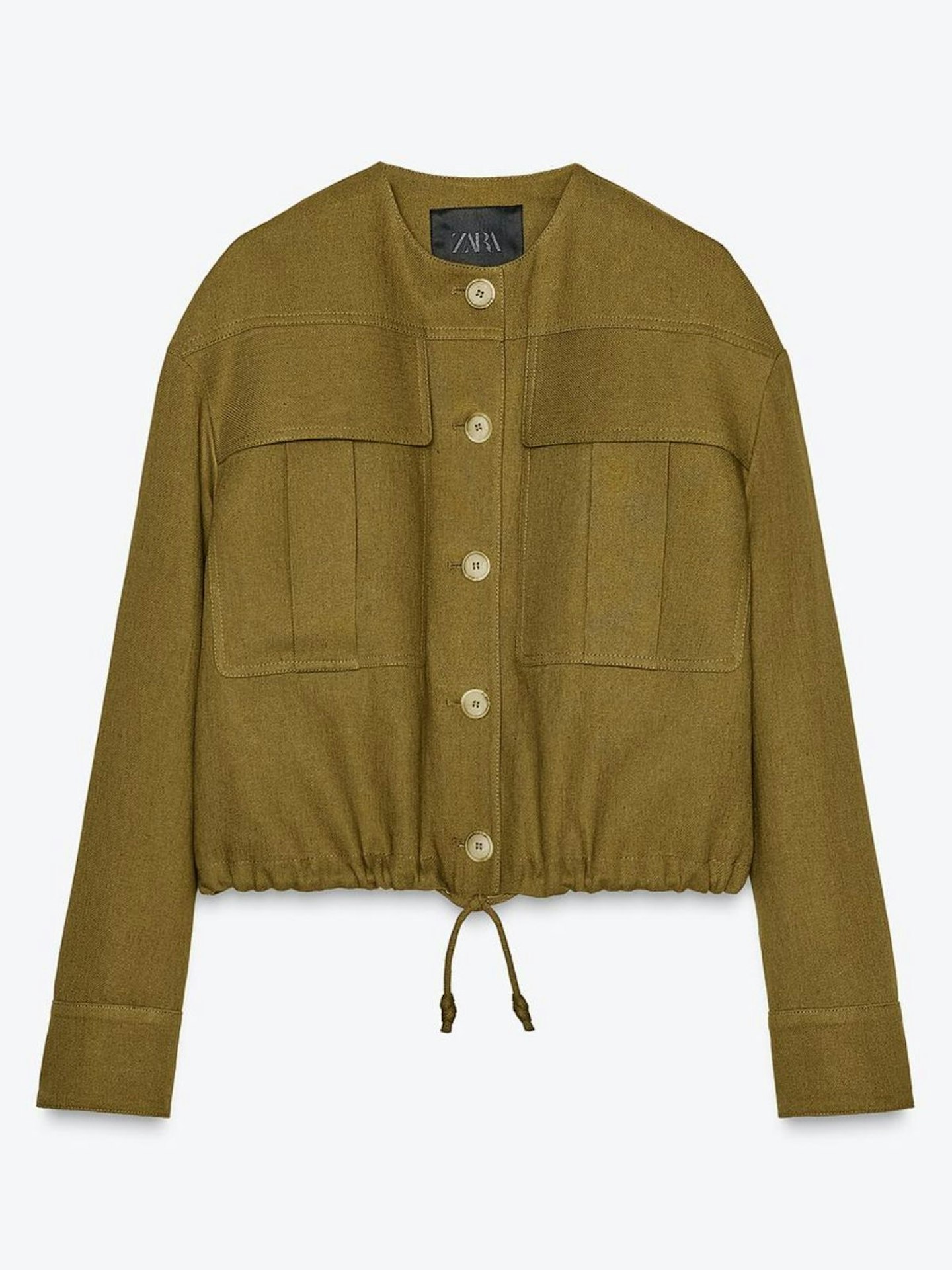 ZW Collection Linen Blend Bomber Jacket