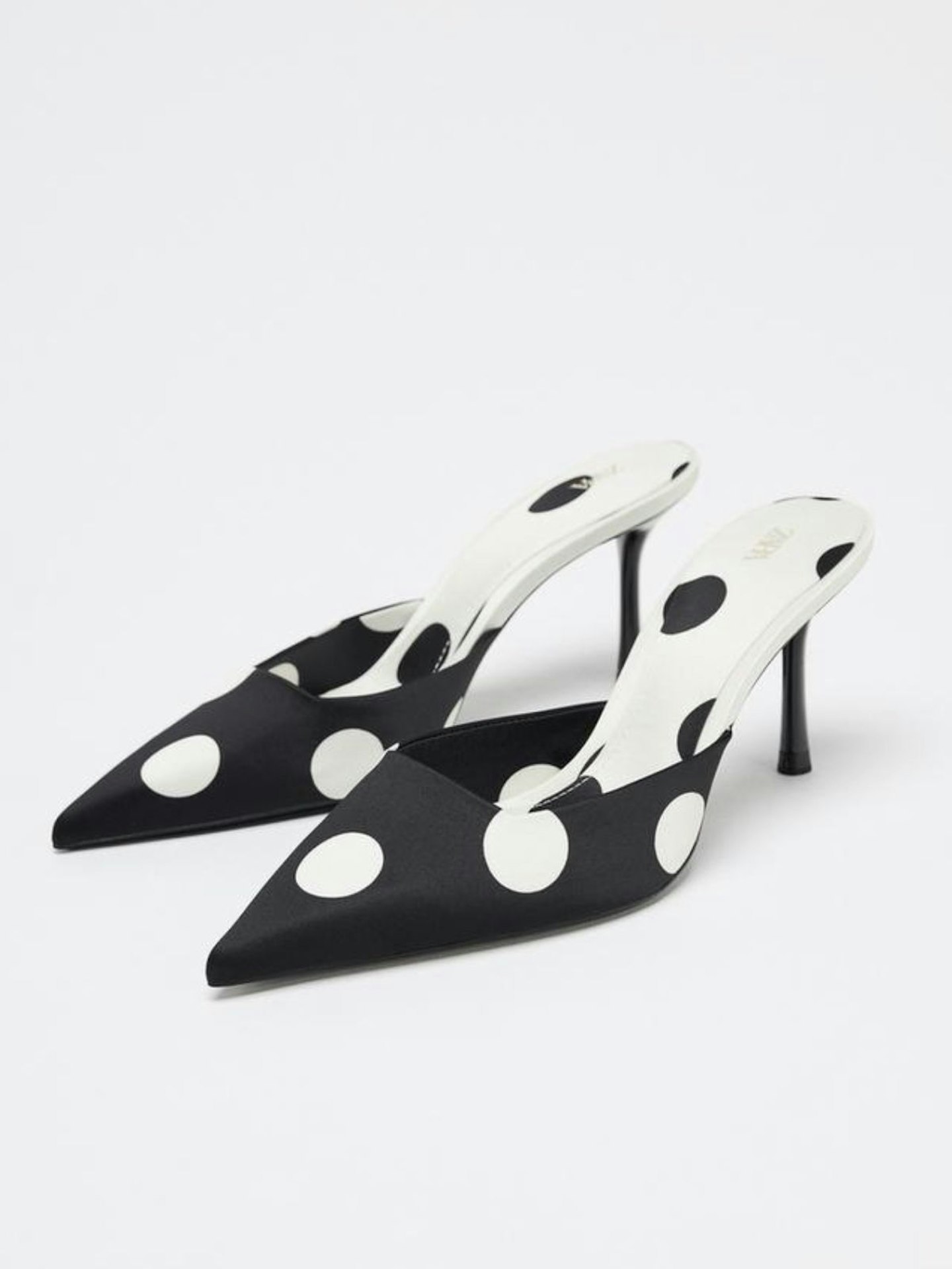 Polka Dot Satin-Effect Slingback High Heels
