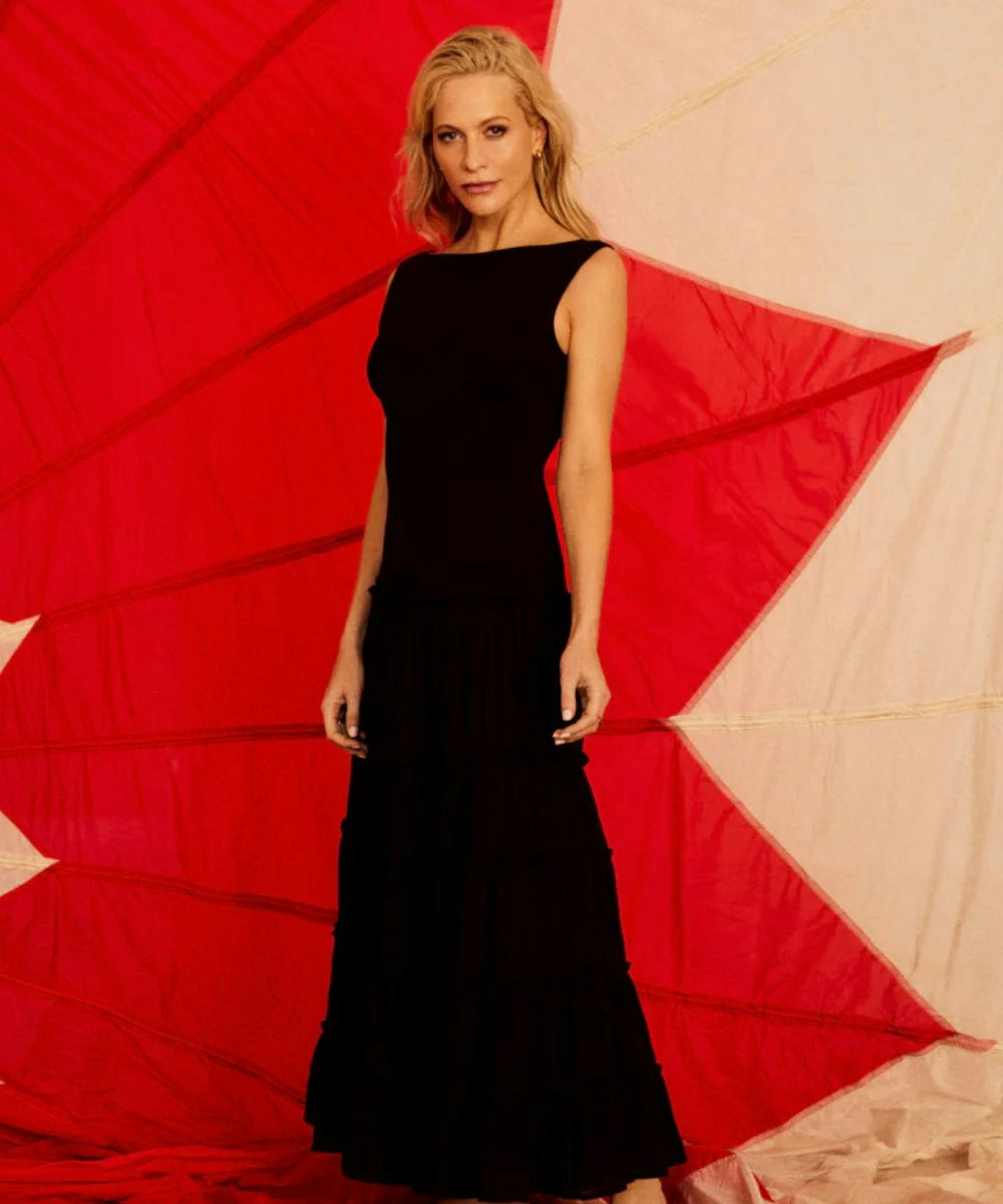 Poppy Delevingne Black Tiered Chloe Midi Dress