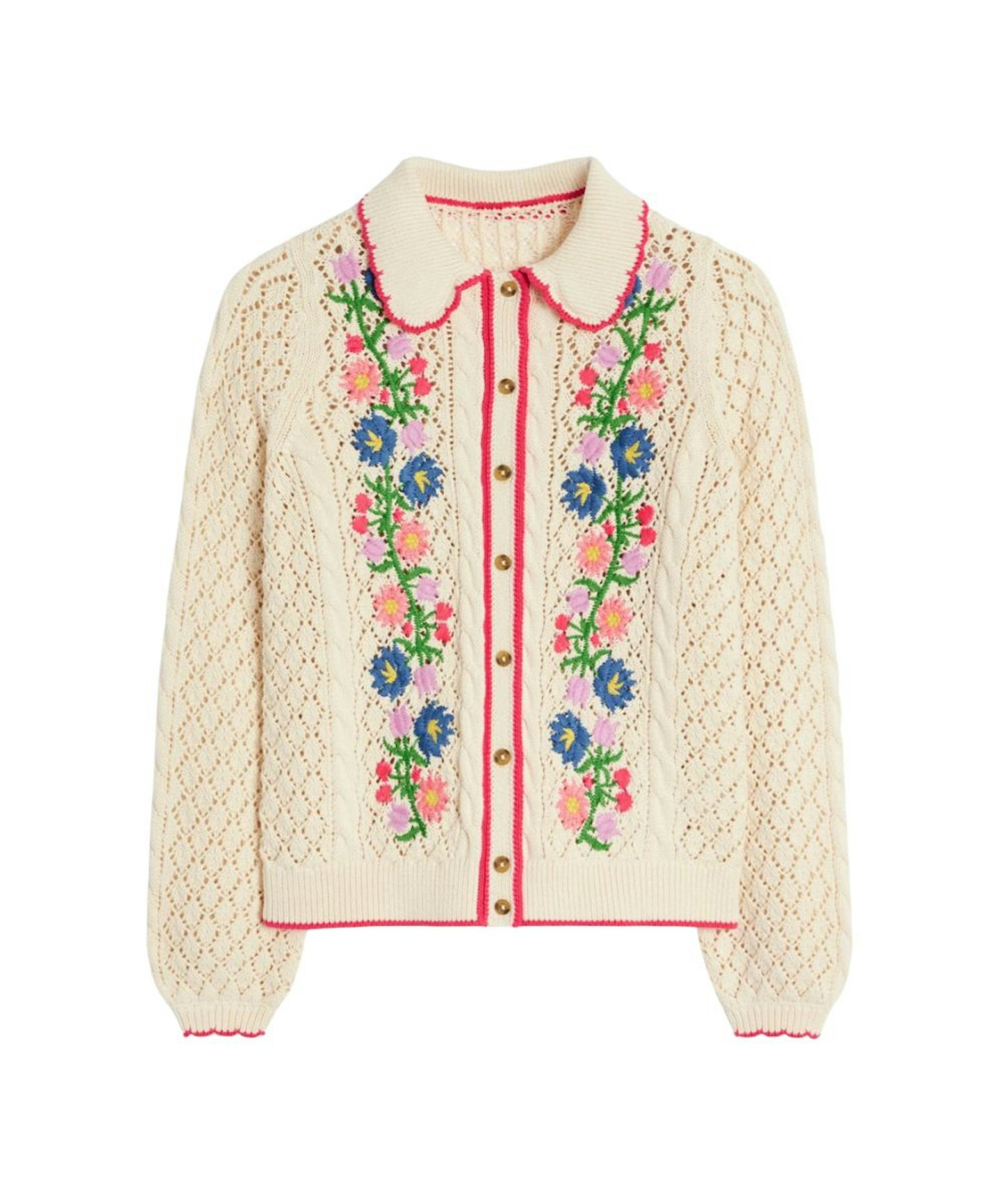 Boden, Embroidered Cotton Cardigan