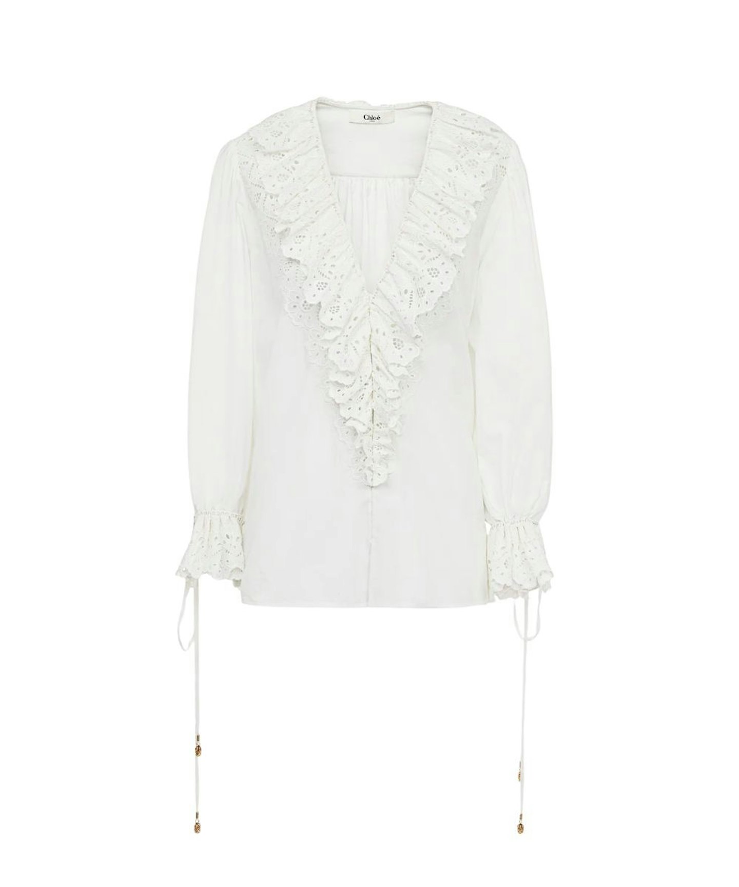 Chloé, Puff-Sleeve V-Neck Blouse