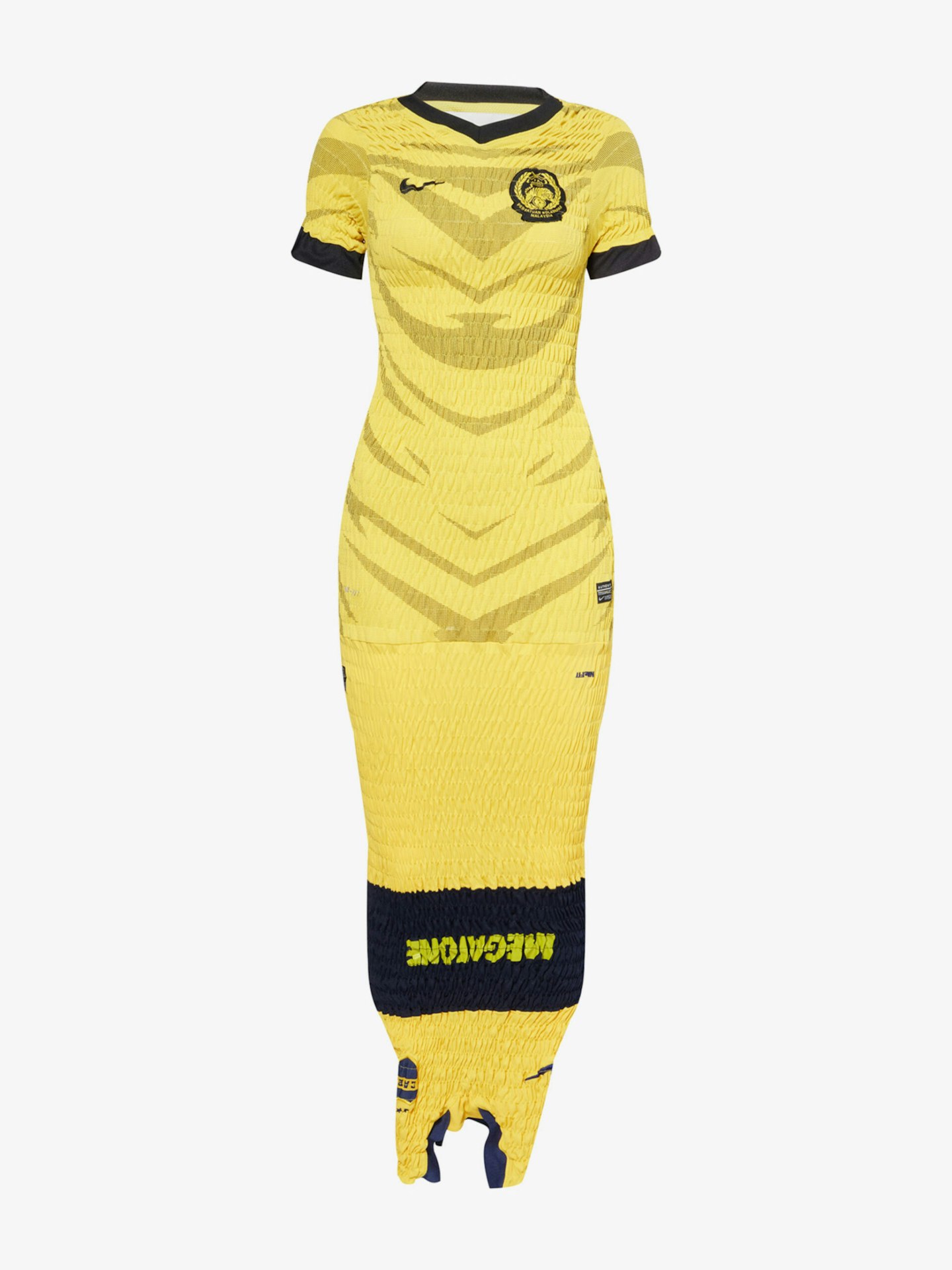 Conner Ives Reconstituted Shirred Football Woven Maxi Dress