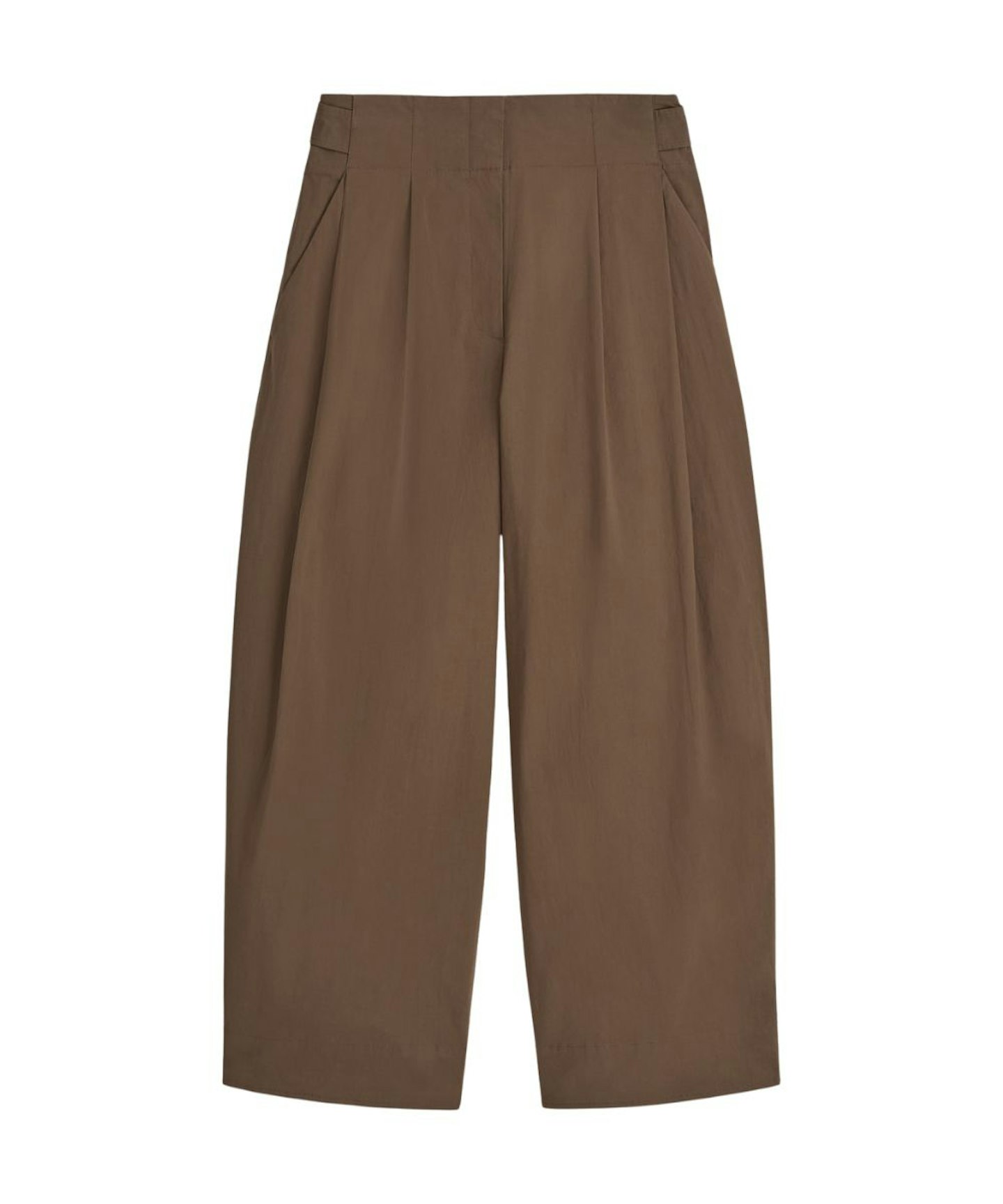 Cotton Barrel-Leg Trousers in Brown