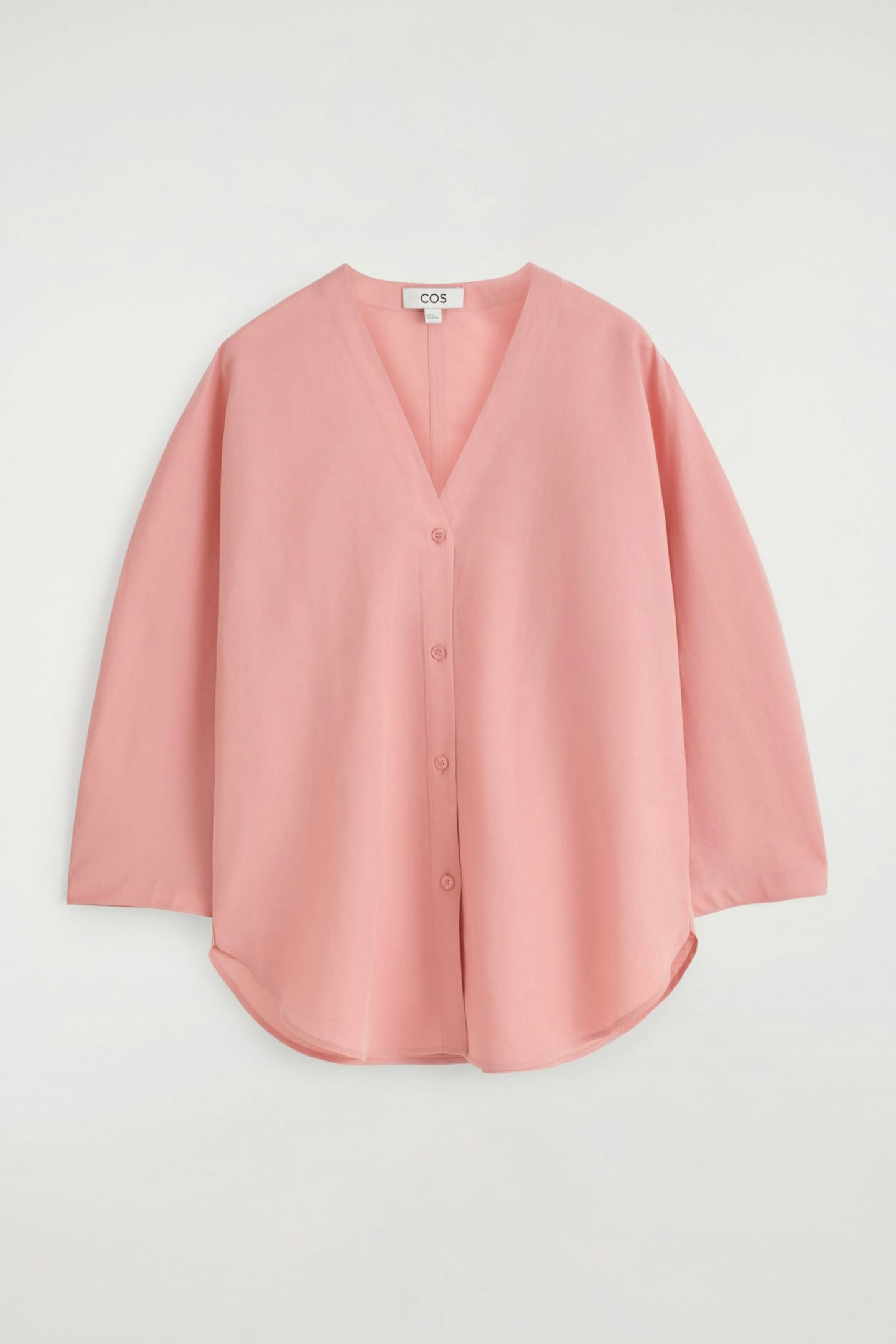 COS, V-Neck Linen-Cotton Shirt