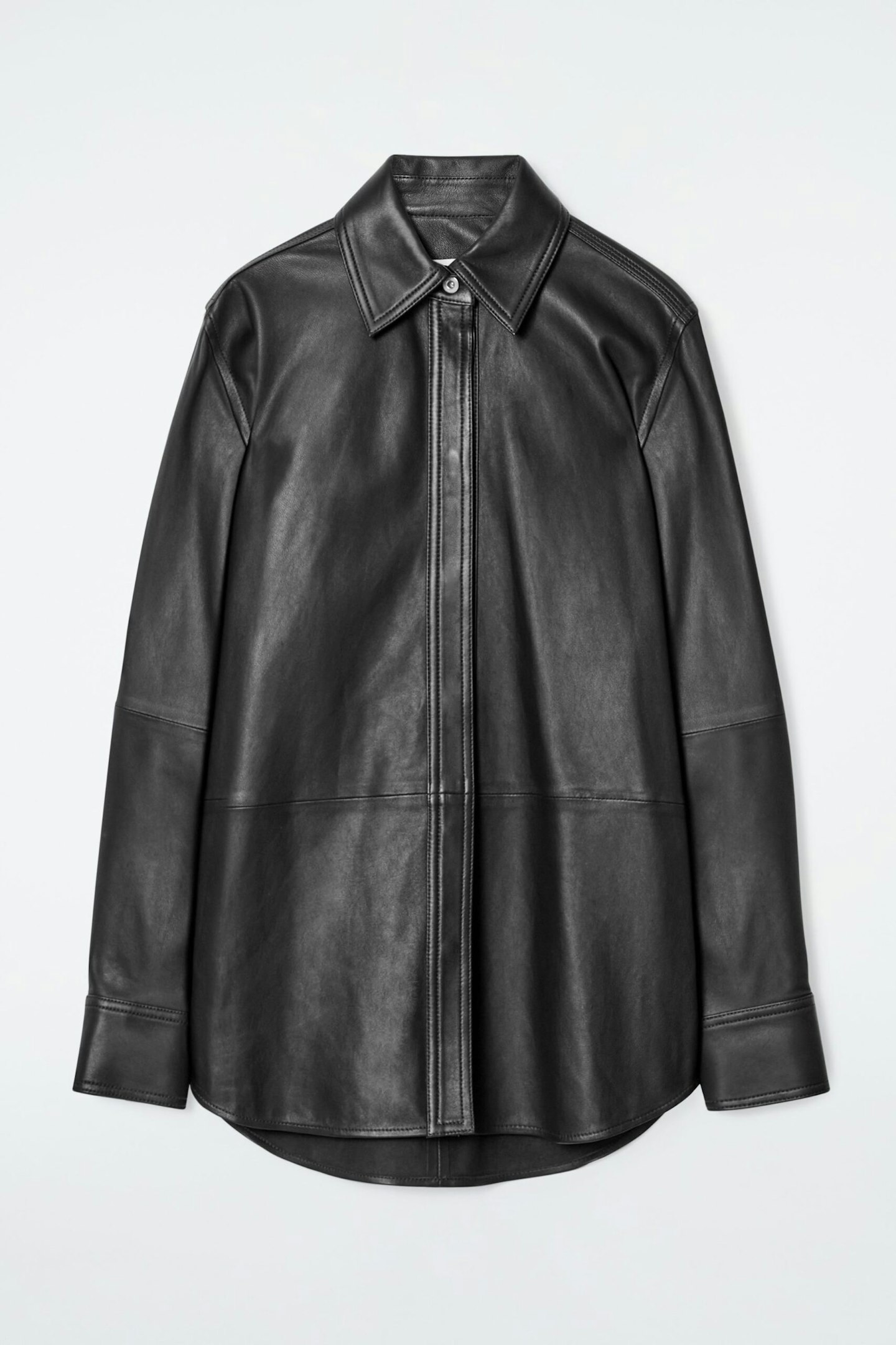 COS Relaxed Topstitched Leather Shirt