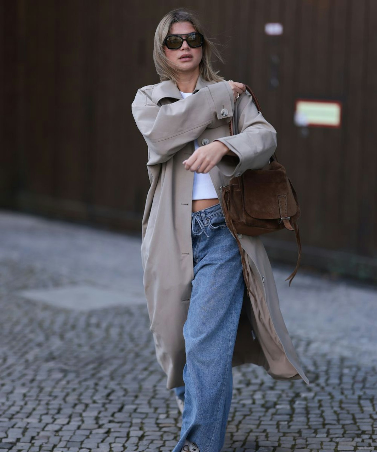Sophia Geiss wearing COS drawstring denim trousers