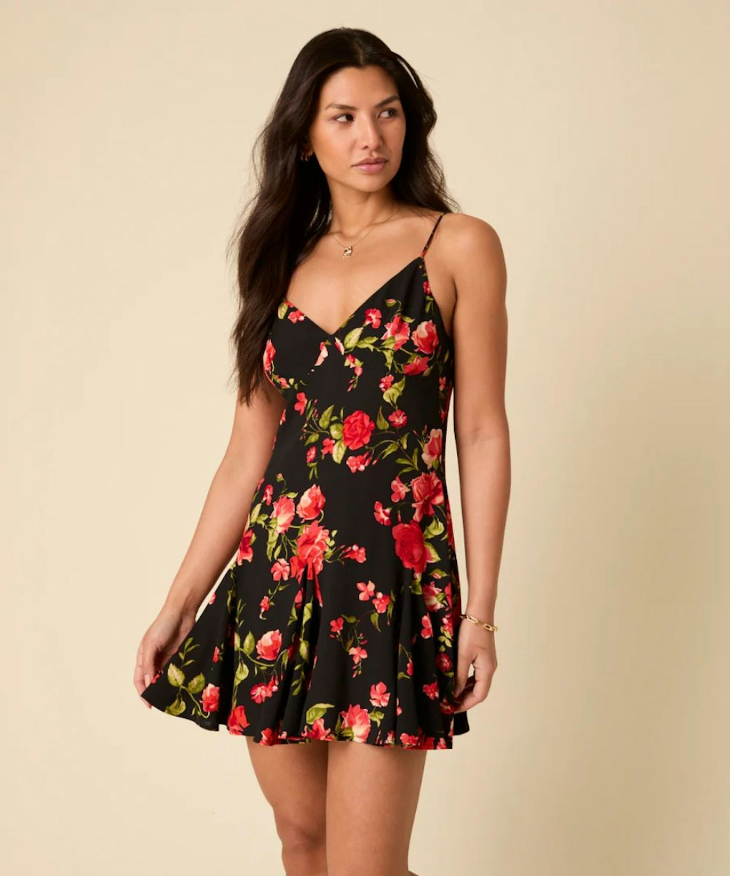 Poppy Delevingne Black Floral Cush Mini Dress