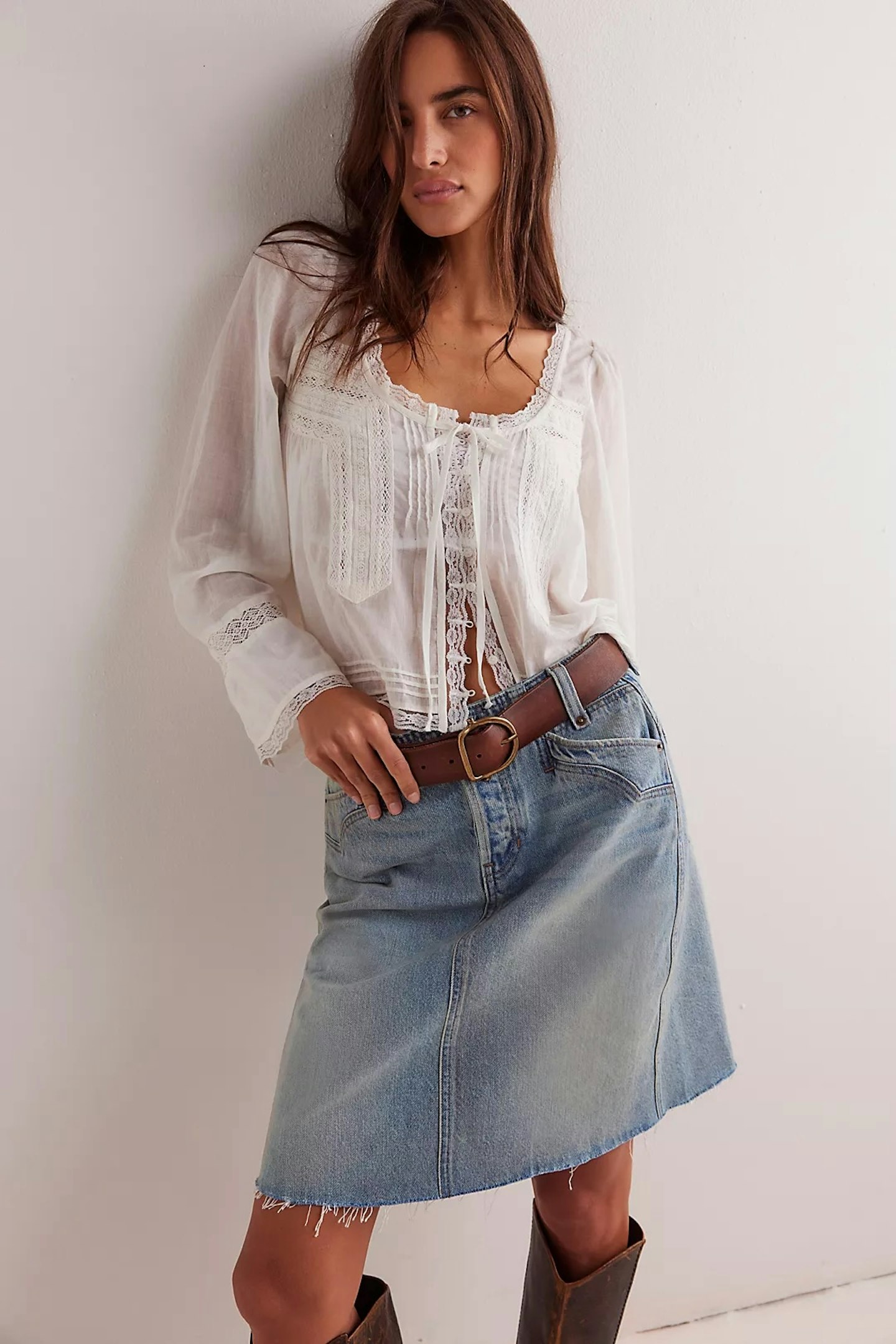 Free People, We The Free Suzy Denim Midi Skirt