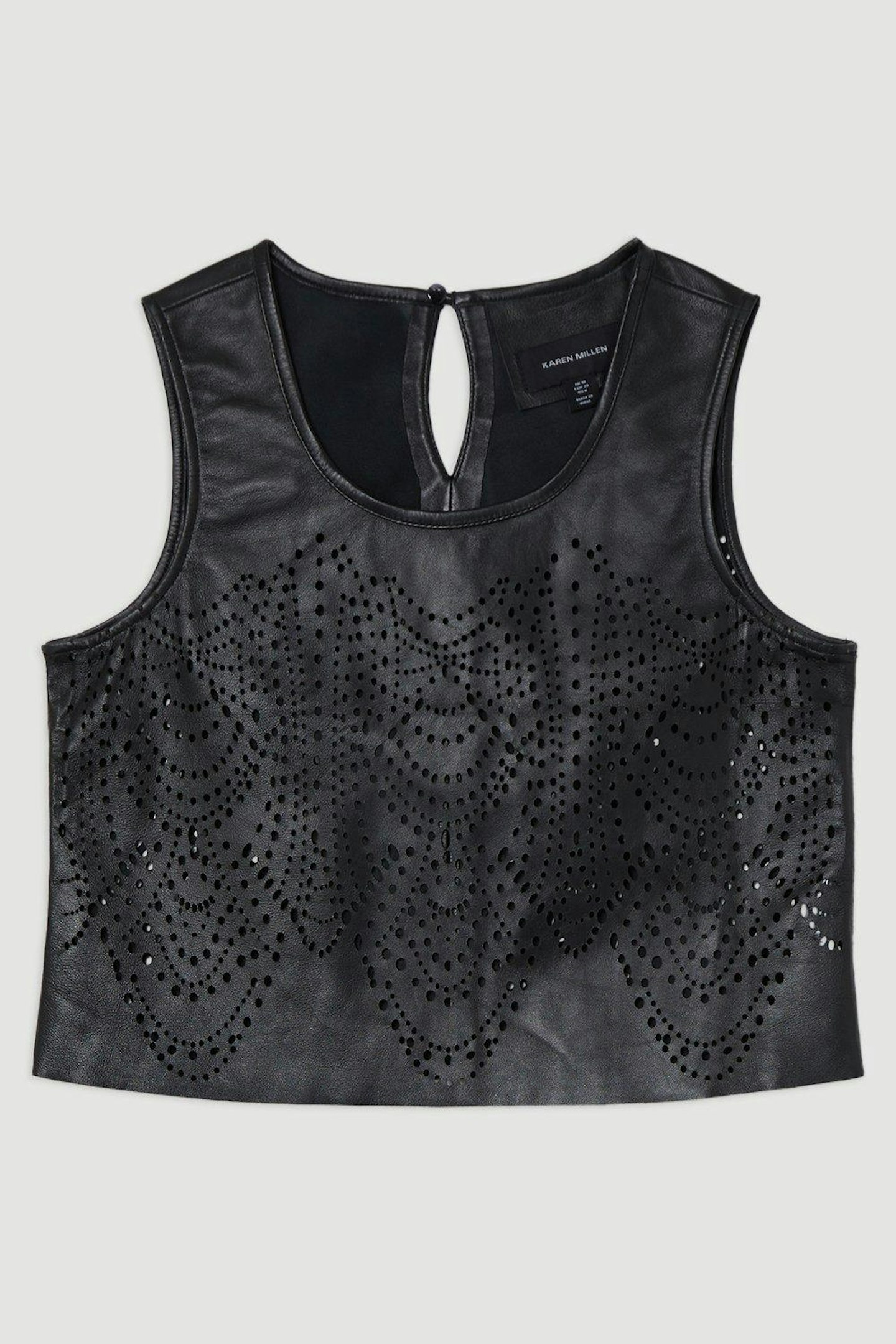 Karen Millen x Amelia Graham Leather Cutwork Tailored Shell Top