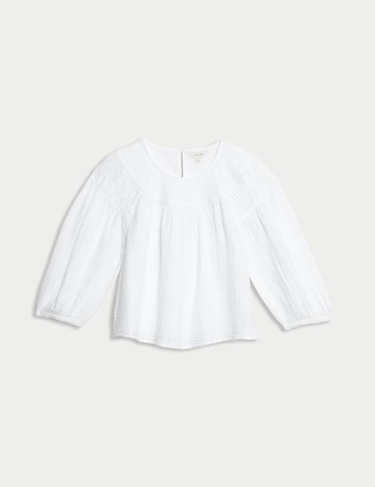 M&S, Pure Cotton Blouson Sleeve Popover Blouse