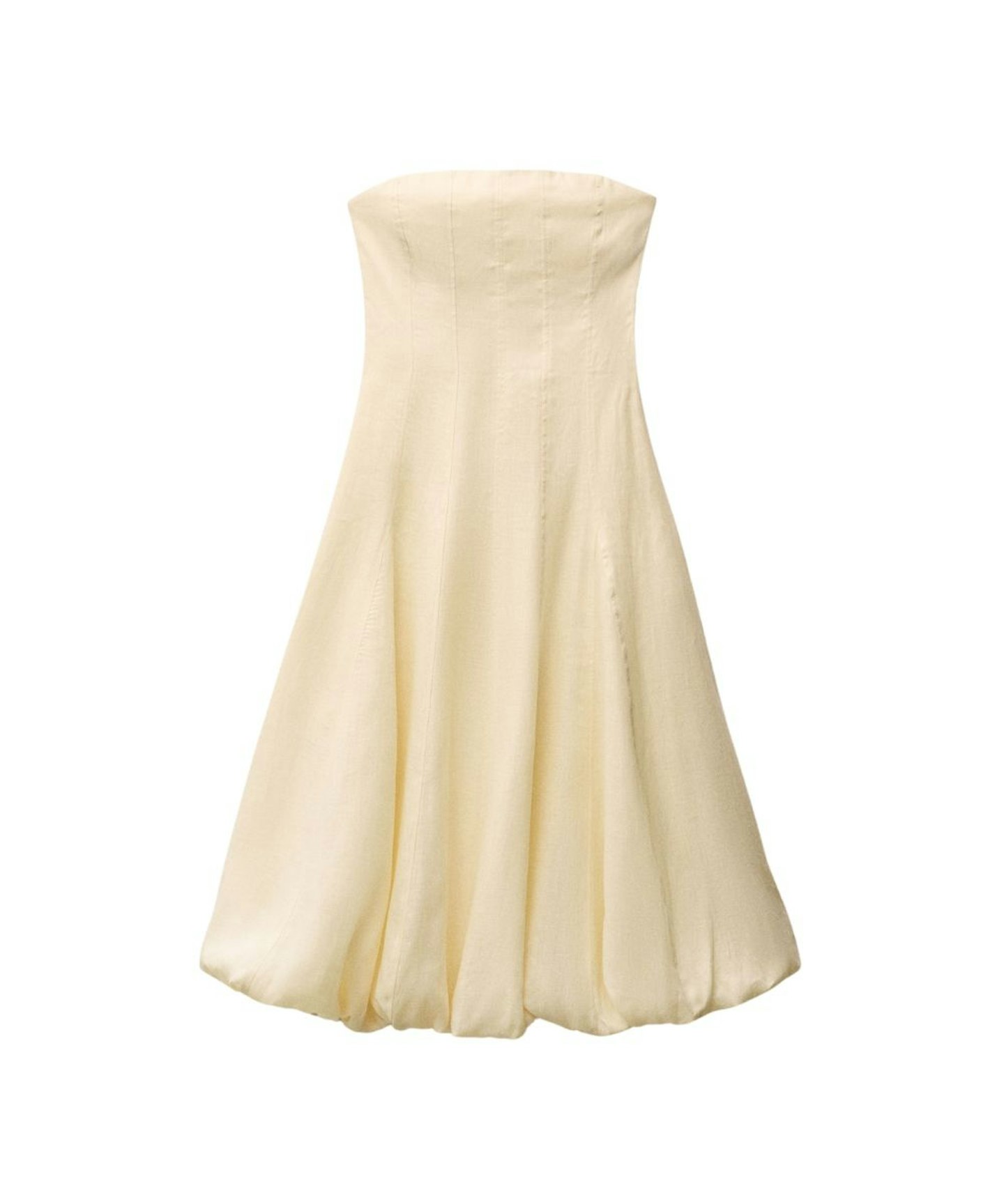 Mango, Linen Dress With Puffed Hem