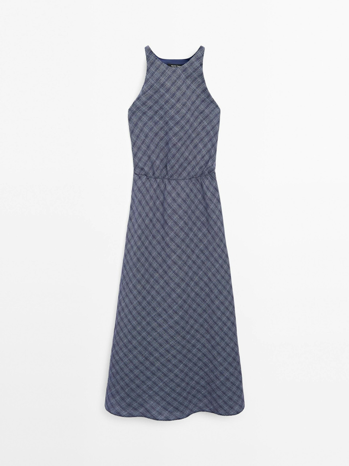 Massimo Dutti Long Checked Dress With Back Detail