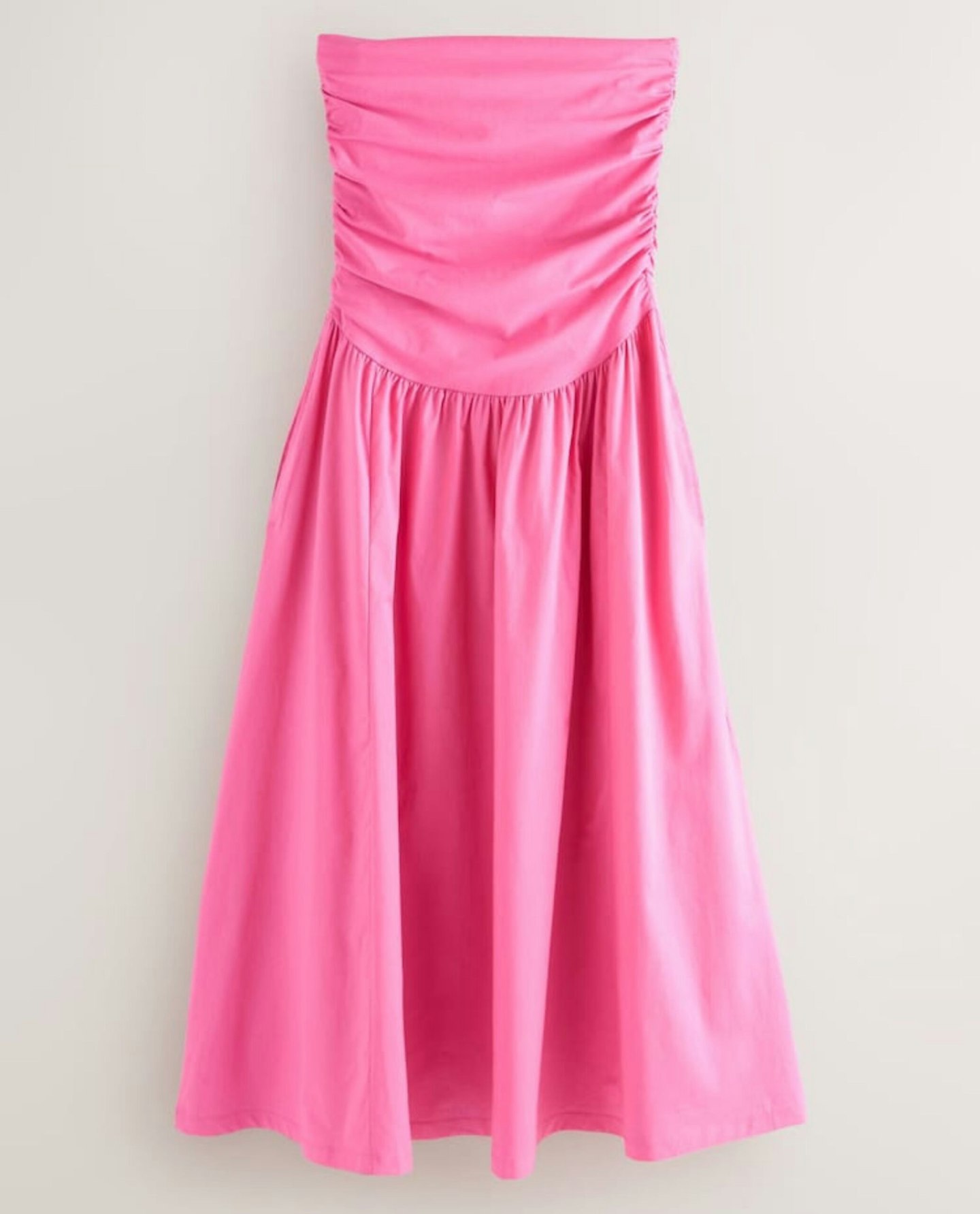 Next, Bandeau Jersey Woven Mix Midi Dress - Pink