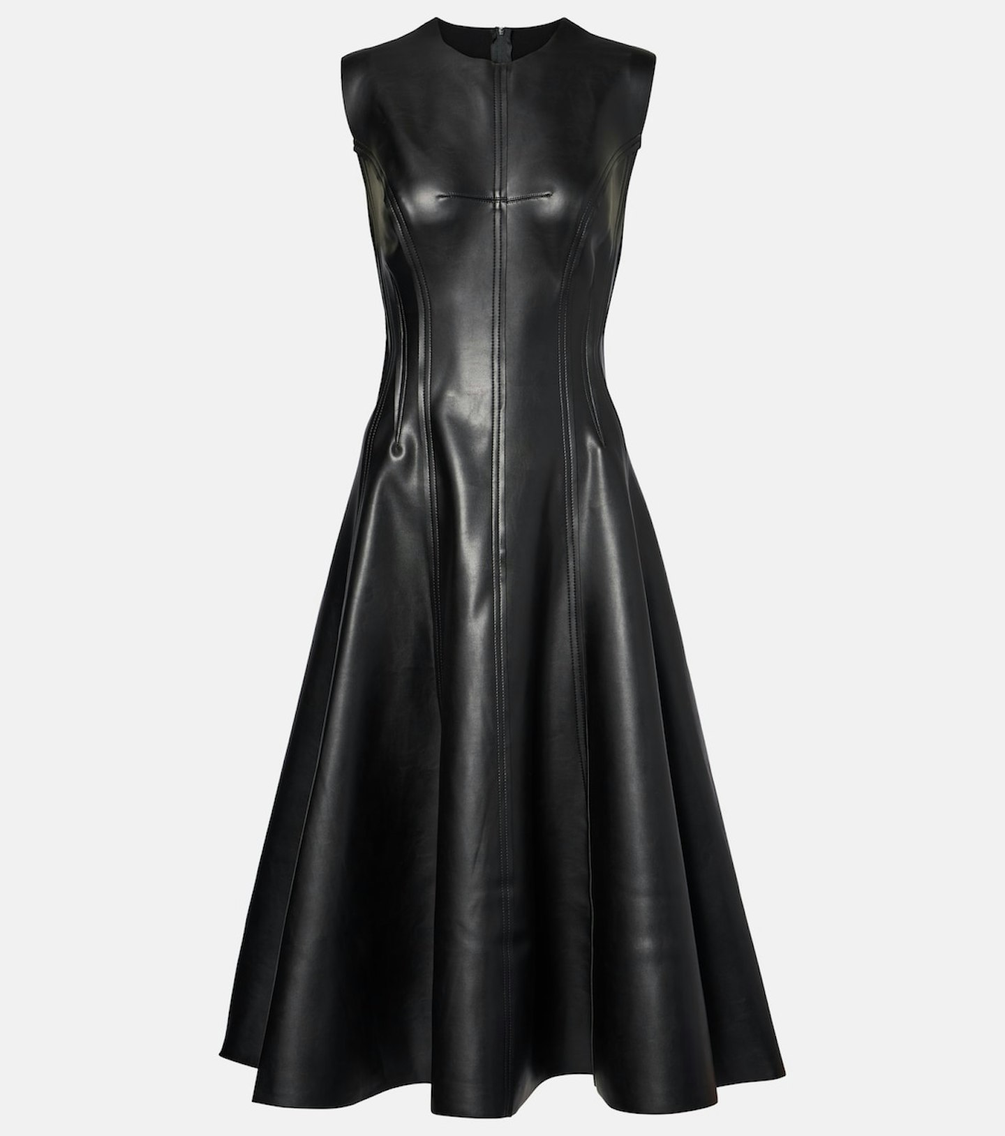 Norma Kamali Gathered Faux-Leather Minidress