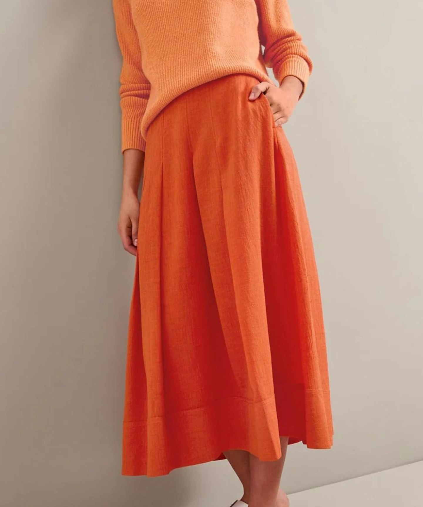 Sophia Techni Voile Pleated Maxi Skirt - Burnt Orange