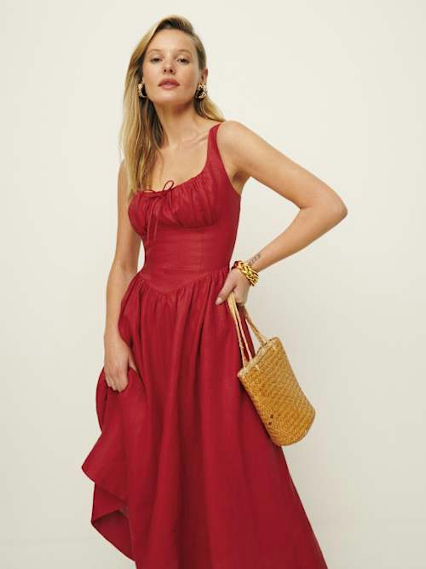 Balia Linen Dress in Red