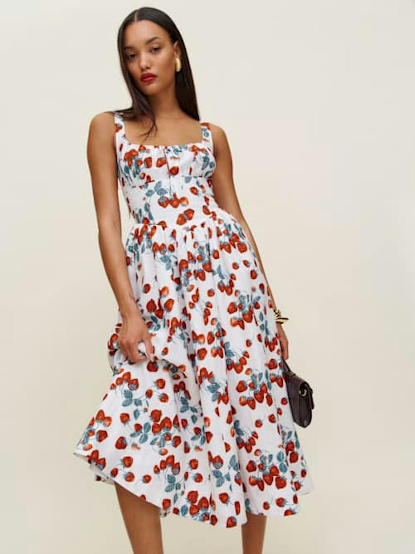 Balia Linen Dress in Strawberry Print
