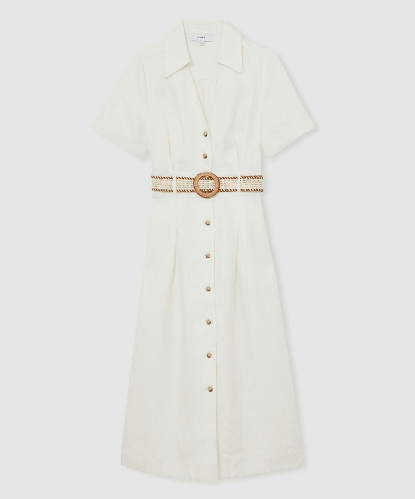 Reiss, Linen Belted Shirt Dress