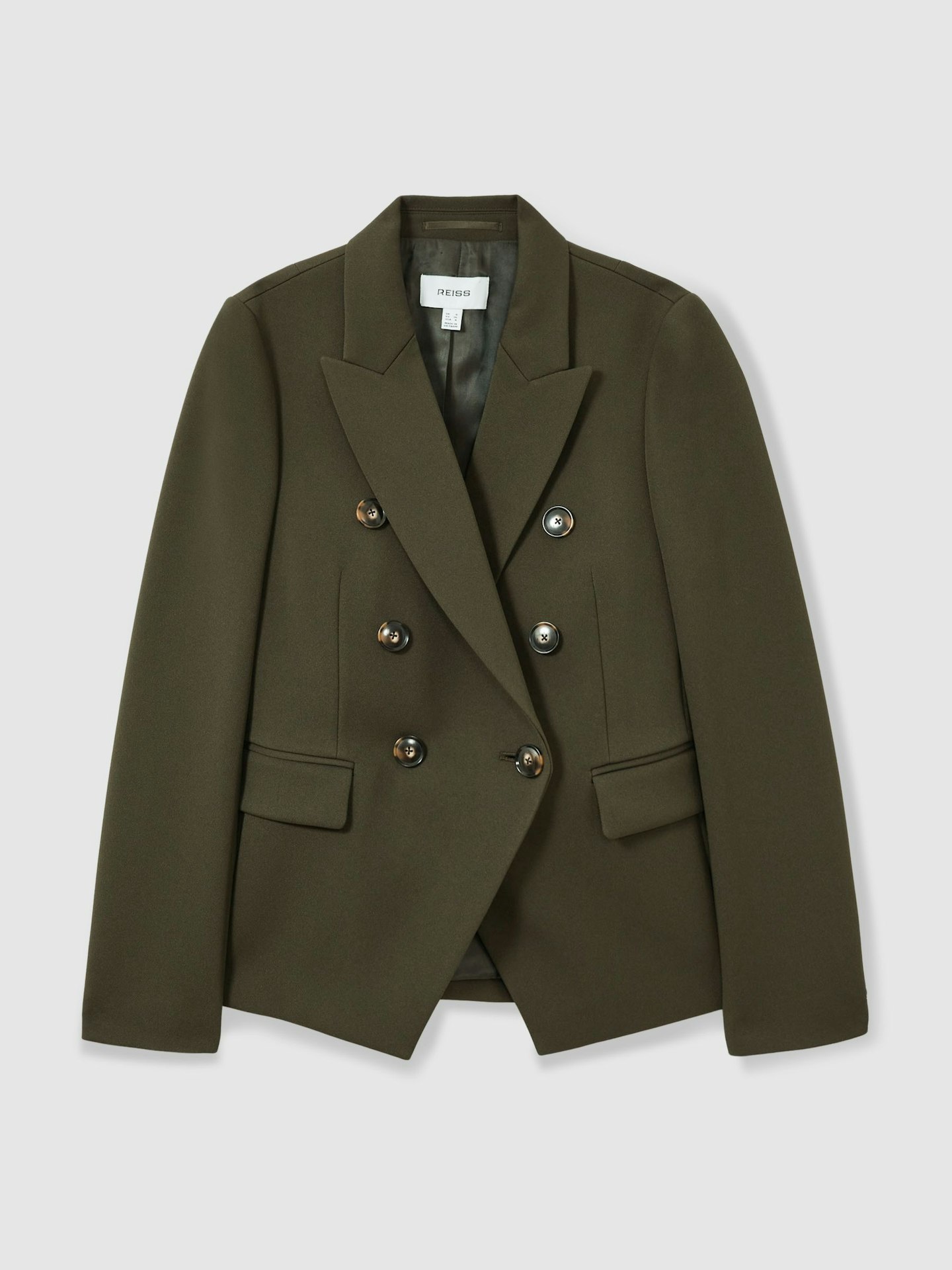 Reiss Priya Twill Double-Breasted Blazer In Green
