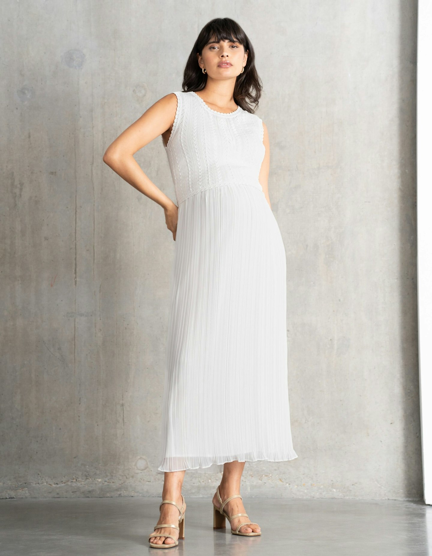 Seraphine Peyton Pointelle Knit Maternity + Nursing Top With Pleat Skirt