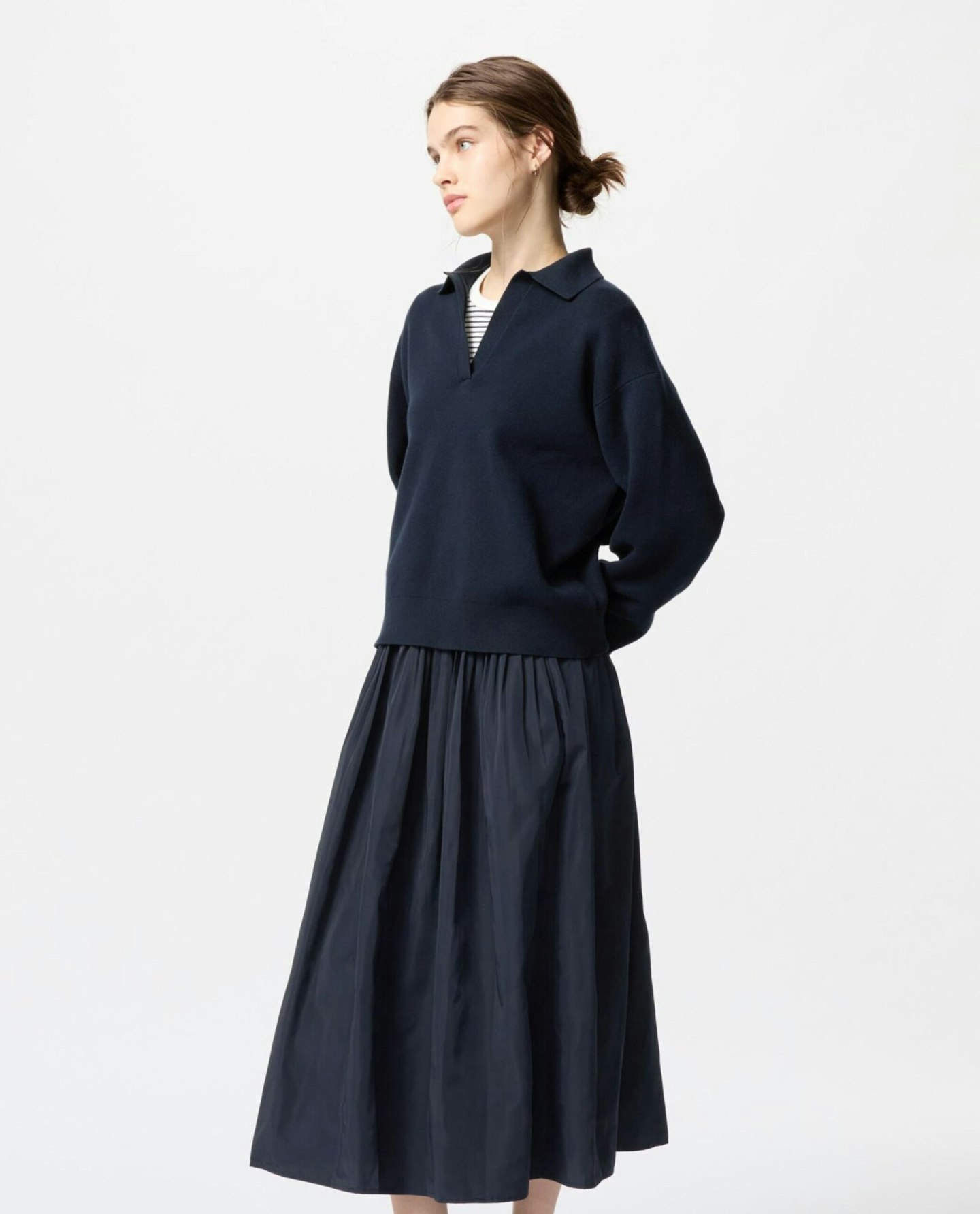 Uniqlo, Volume Gathered Skirt - Navy