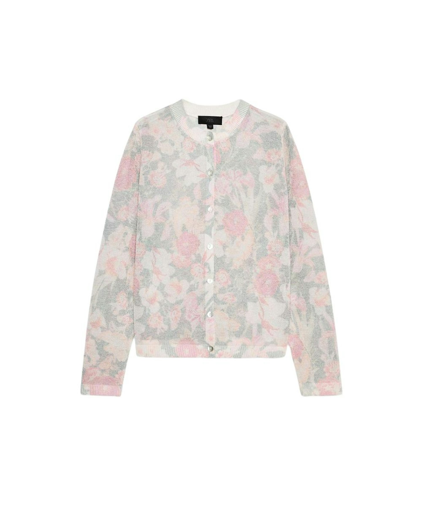Zara, Floral Print Knit Cardigan