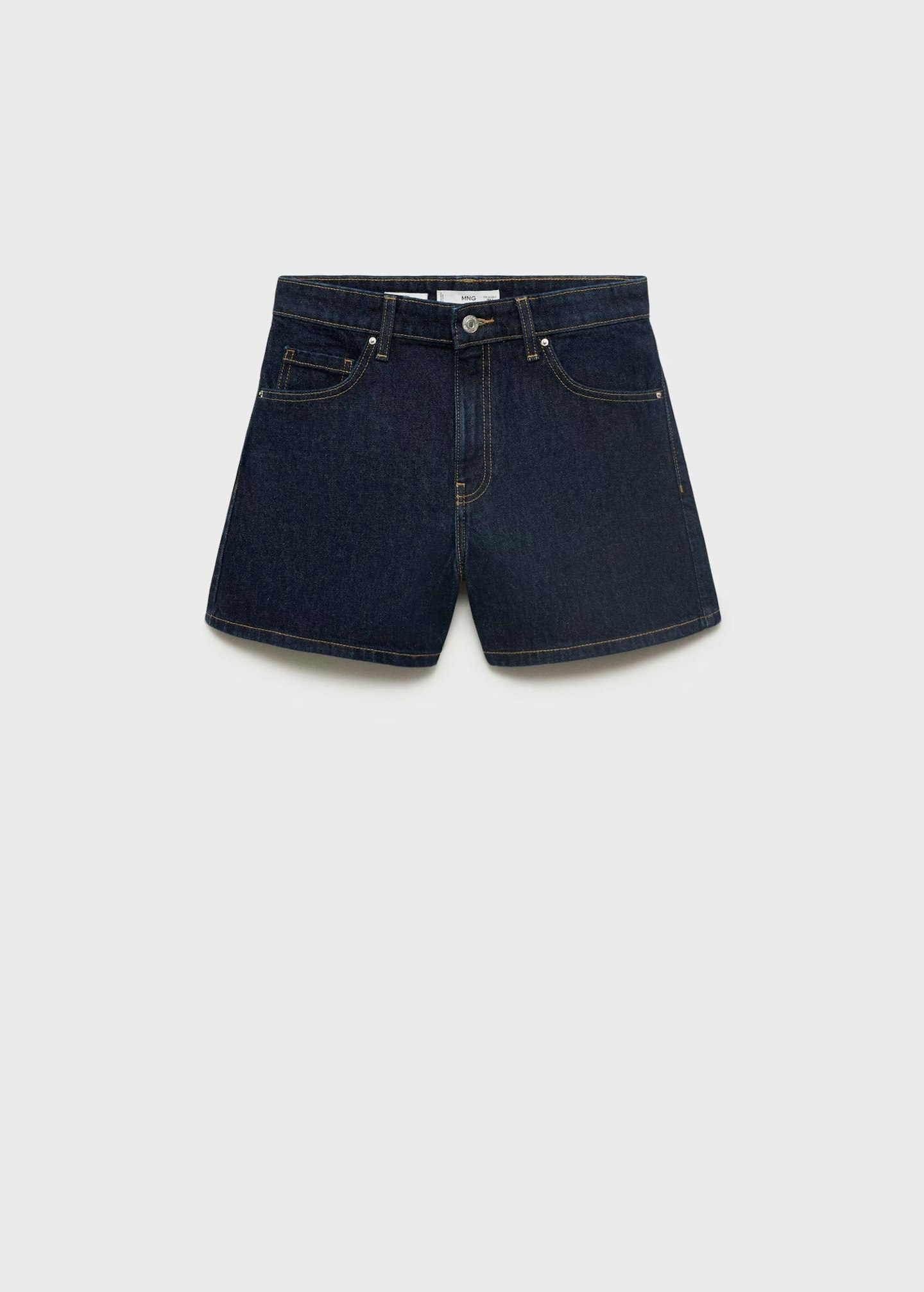 Mango High-Waisted Straight-Fit Denim Shorts