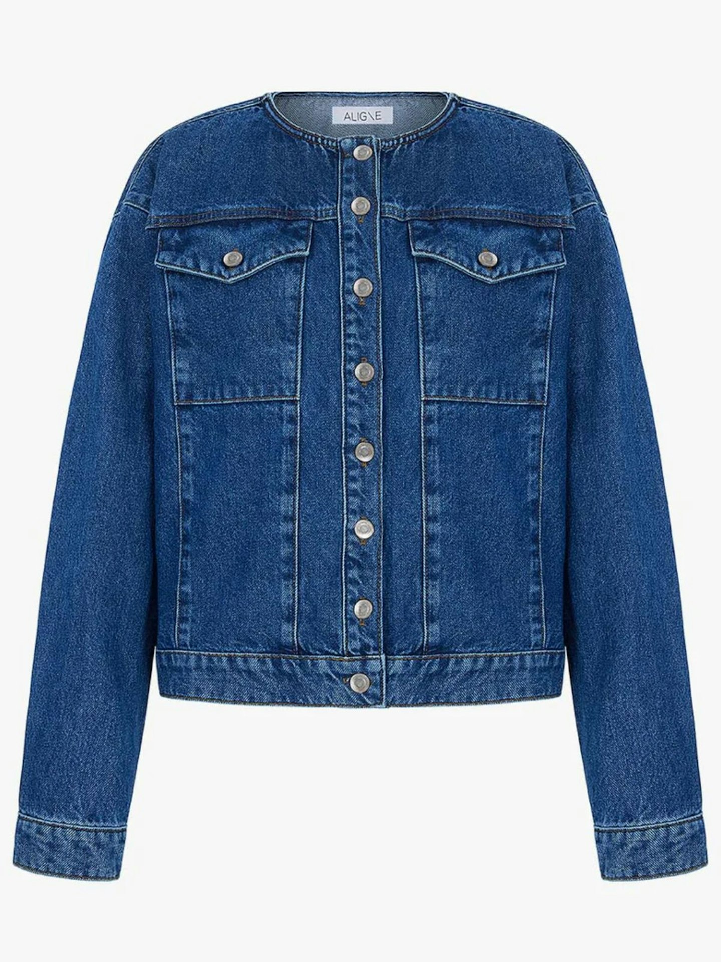 Moto Collarless Denim Jacket