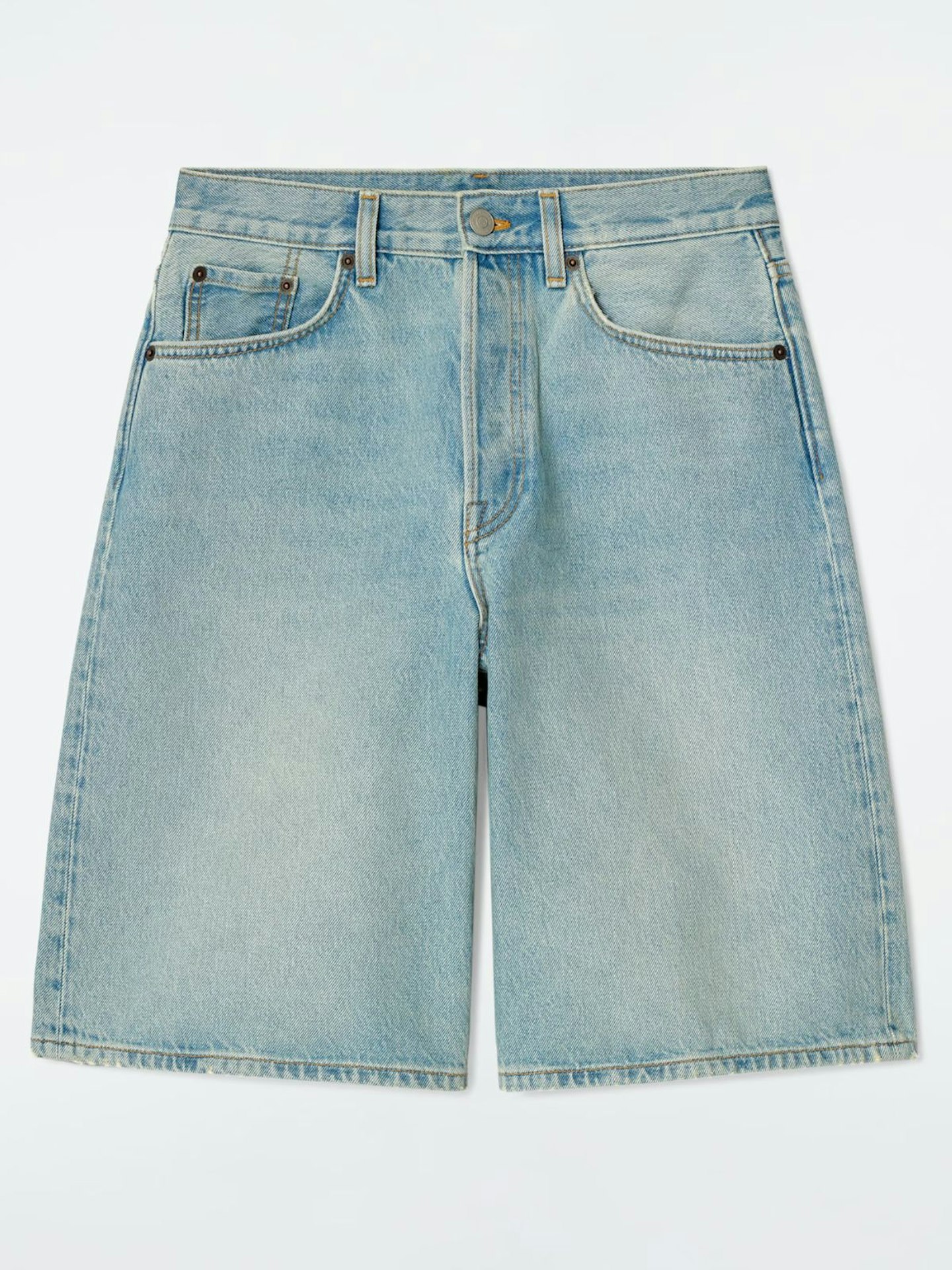 Longline Denim Shorts - Light Blue