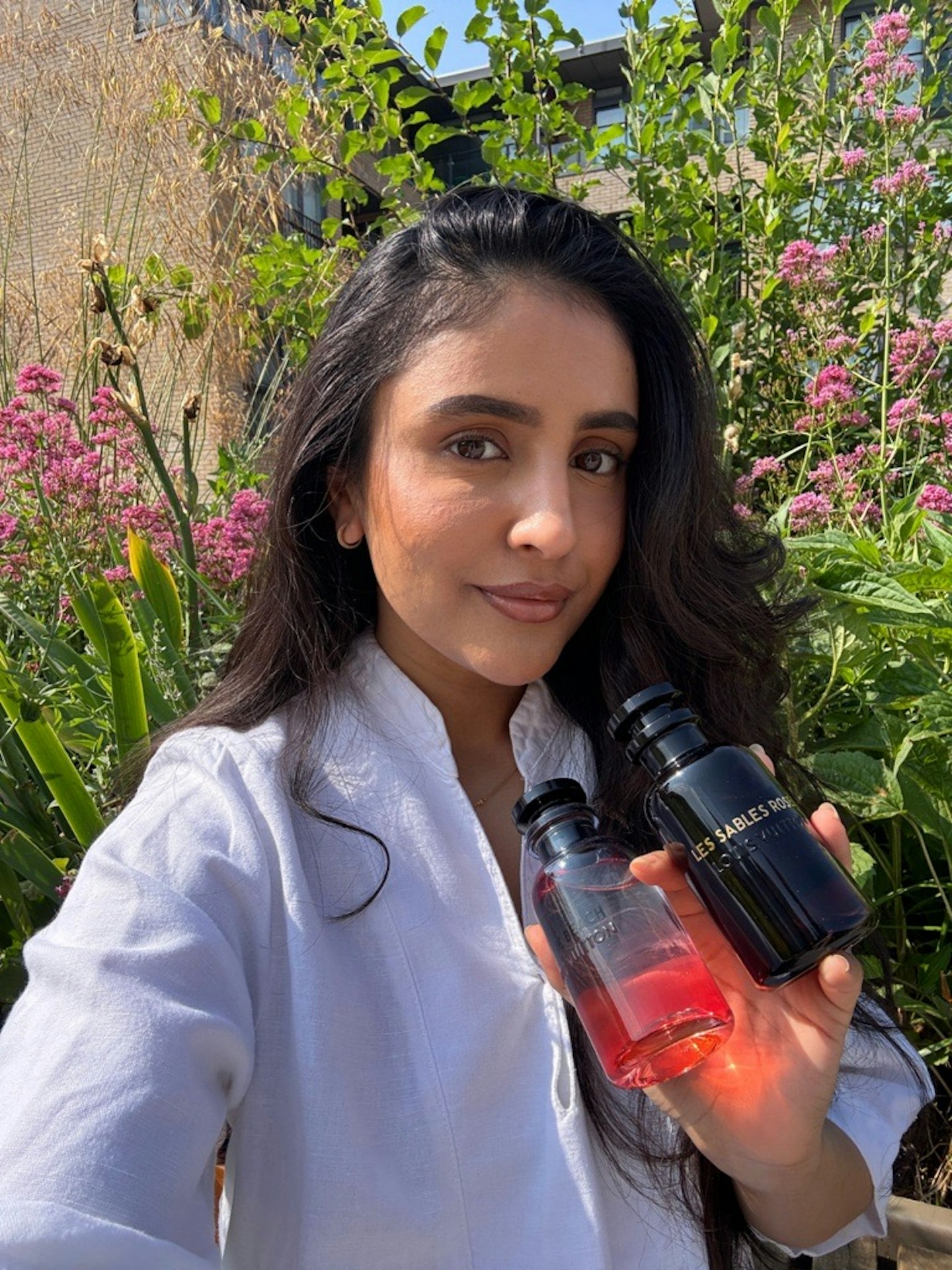 Sameeha Shaikh, beauty writer, trying the best Louis Vuitton fragrances