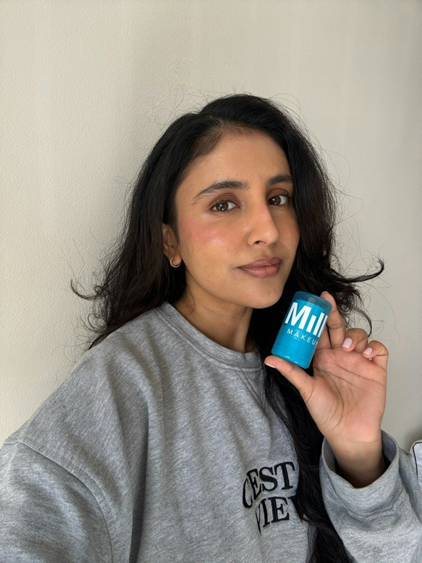 Sameeha Shaikh, beauty writer, trying the Milk Makeup Cooling Water Jelly Ice