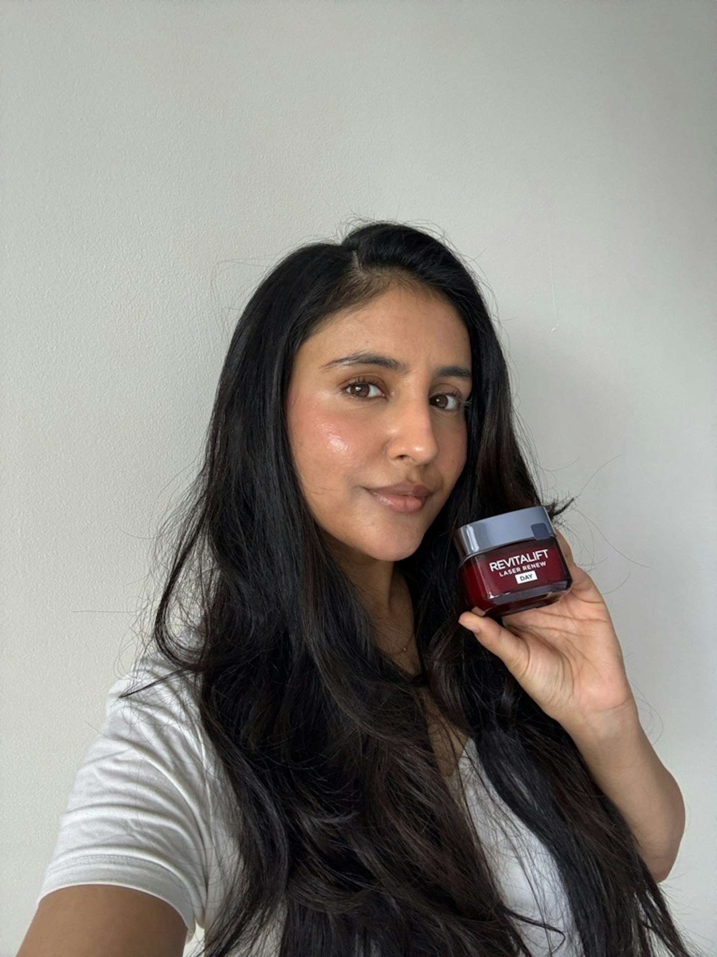 Sameeha Shaikh, beauty writer, testing the L'Oréal Paris Revitalift Laser Triple Action Anti-Ageing Day Cream