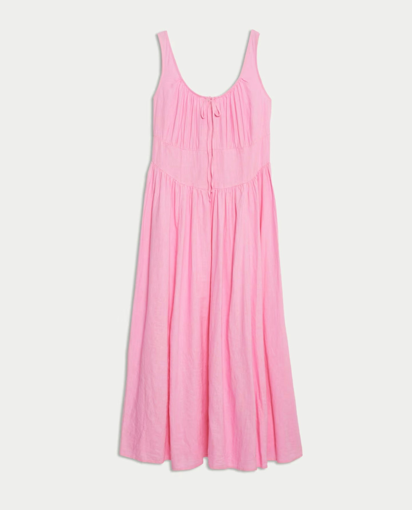 M&S, Linen Rich Round Neck Maxi Dress