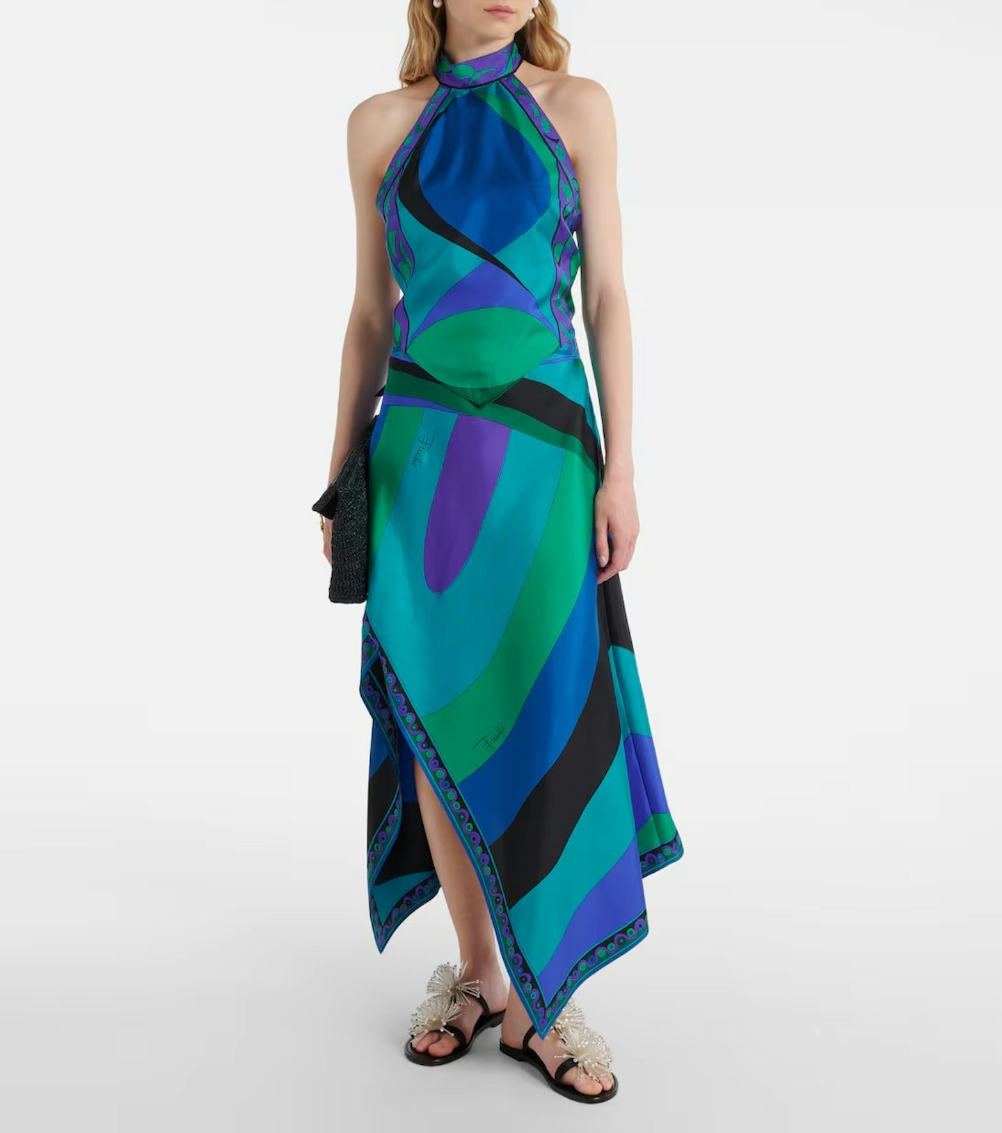 Pucci Iride Asymmetric Silk Midi Skirt