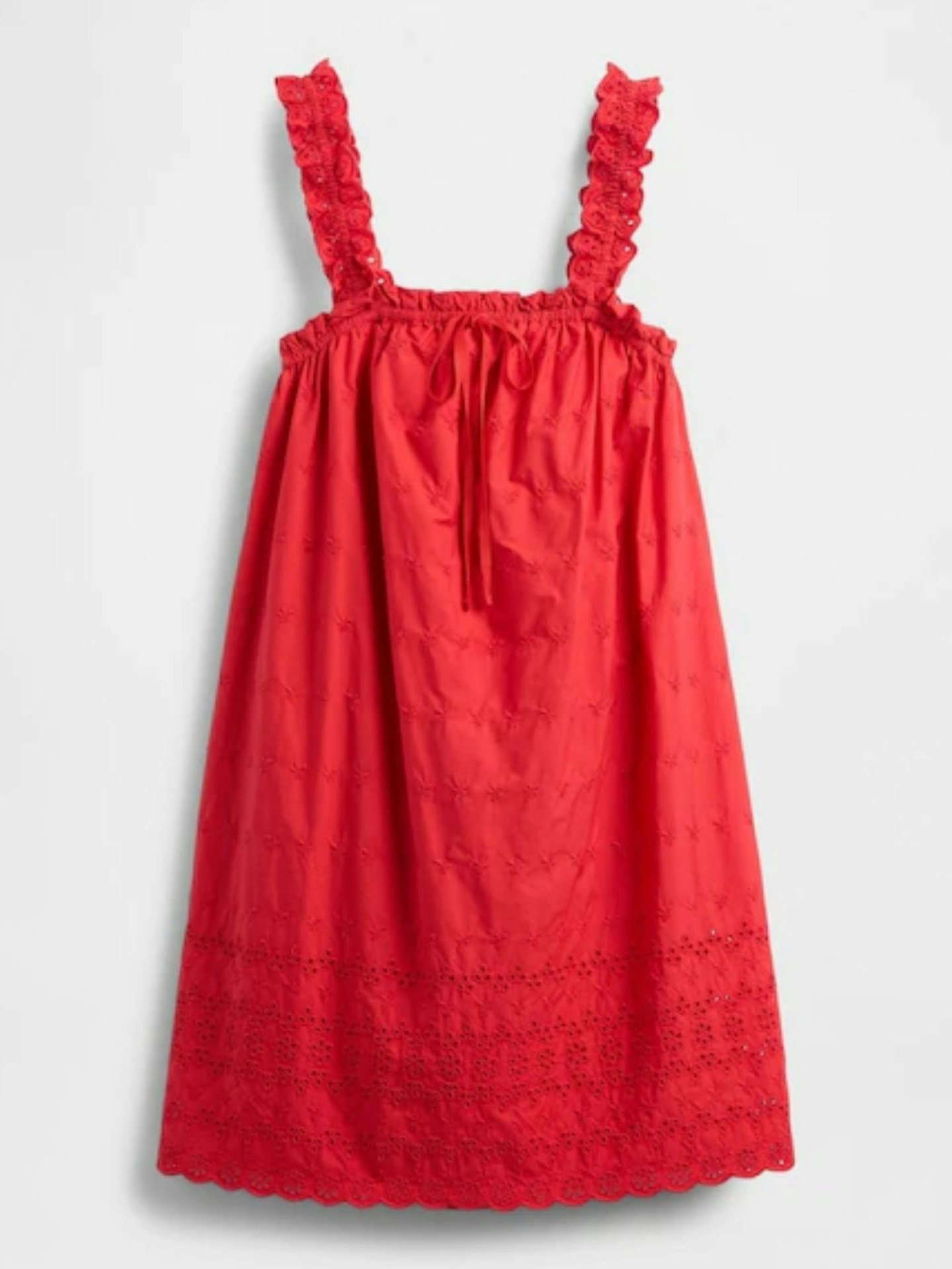 Gap x DÔEN, Red Eyelet Shift Mini Dress