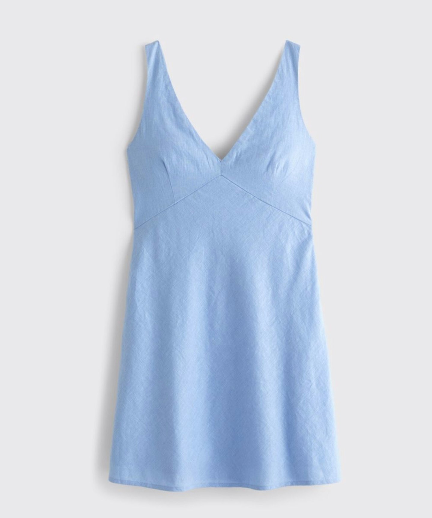 abercrombie & fitch V-Neck Linen-Blend Mini Dress in Blue